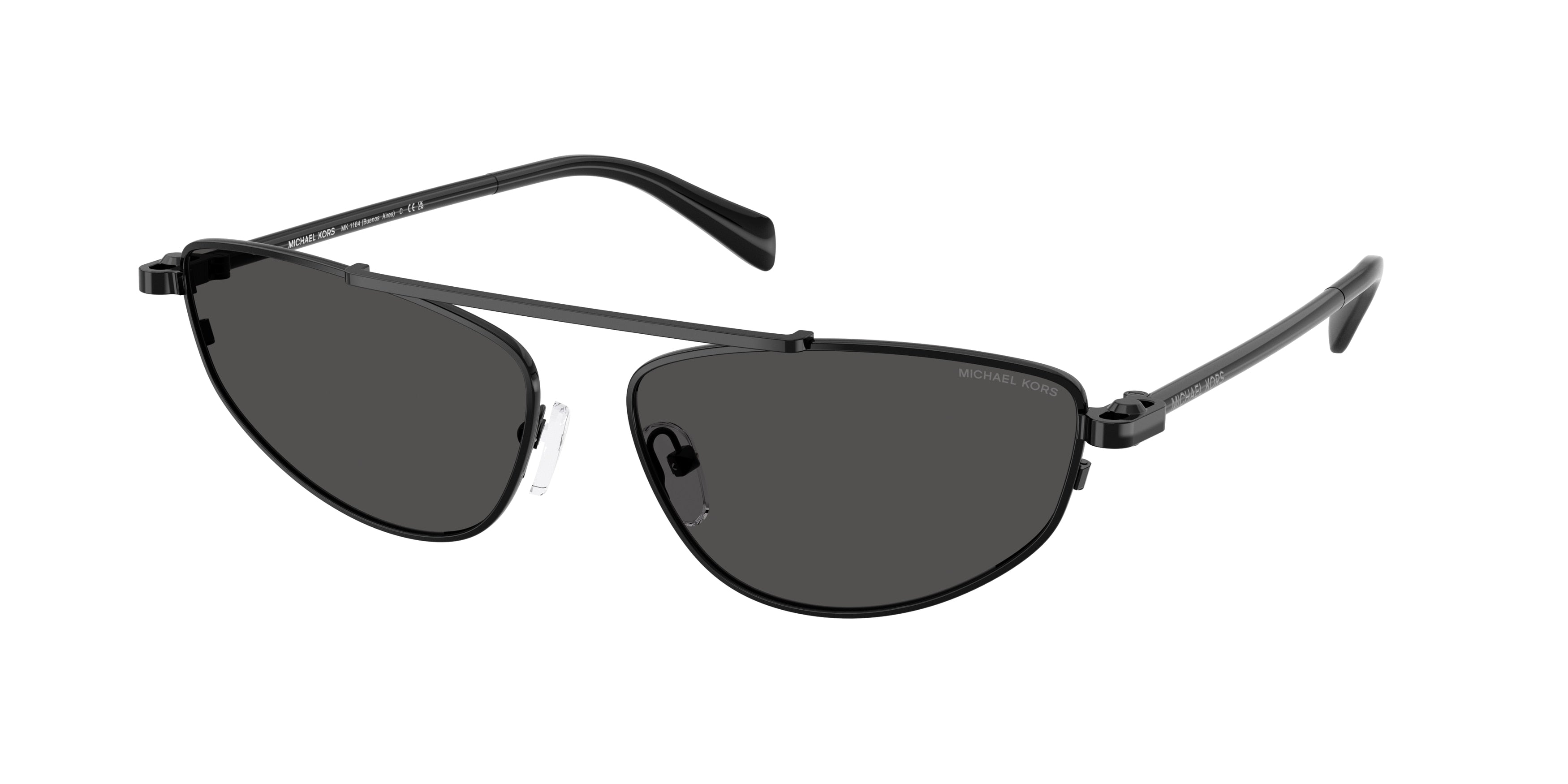 Michael Kors BUENOS AIRES MK1164 Irregular Sunglasses 100587-Black Shiny 60-140-15 - Color Map Black