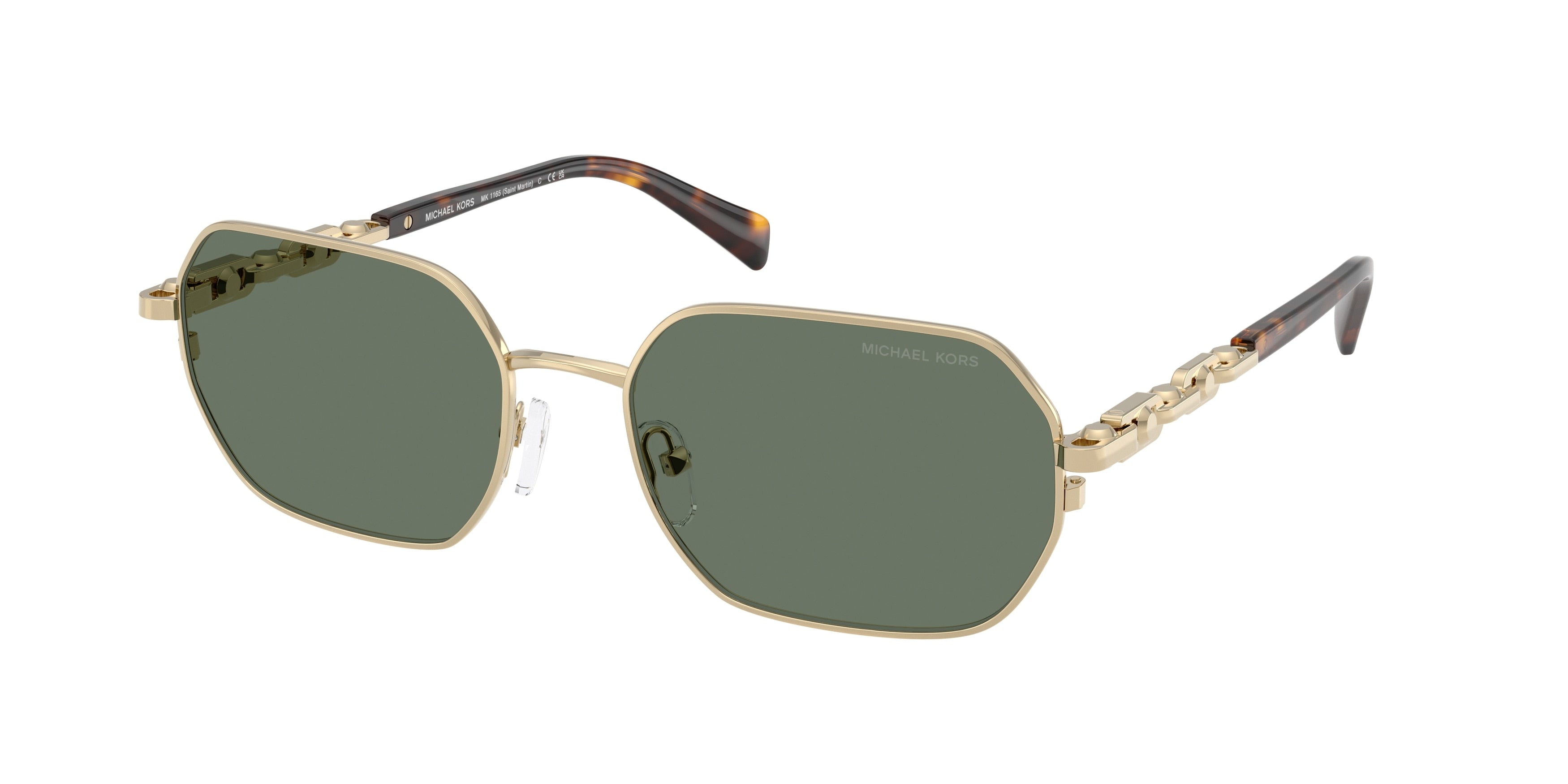 Michael Kors SAINT MARTIN MK1165 Irregular Sunglasses 10143H-Light Gold Shiny 57-145-18 - Color Map Gold