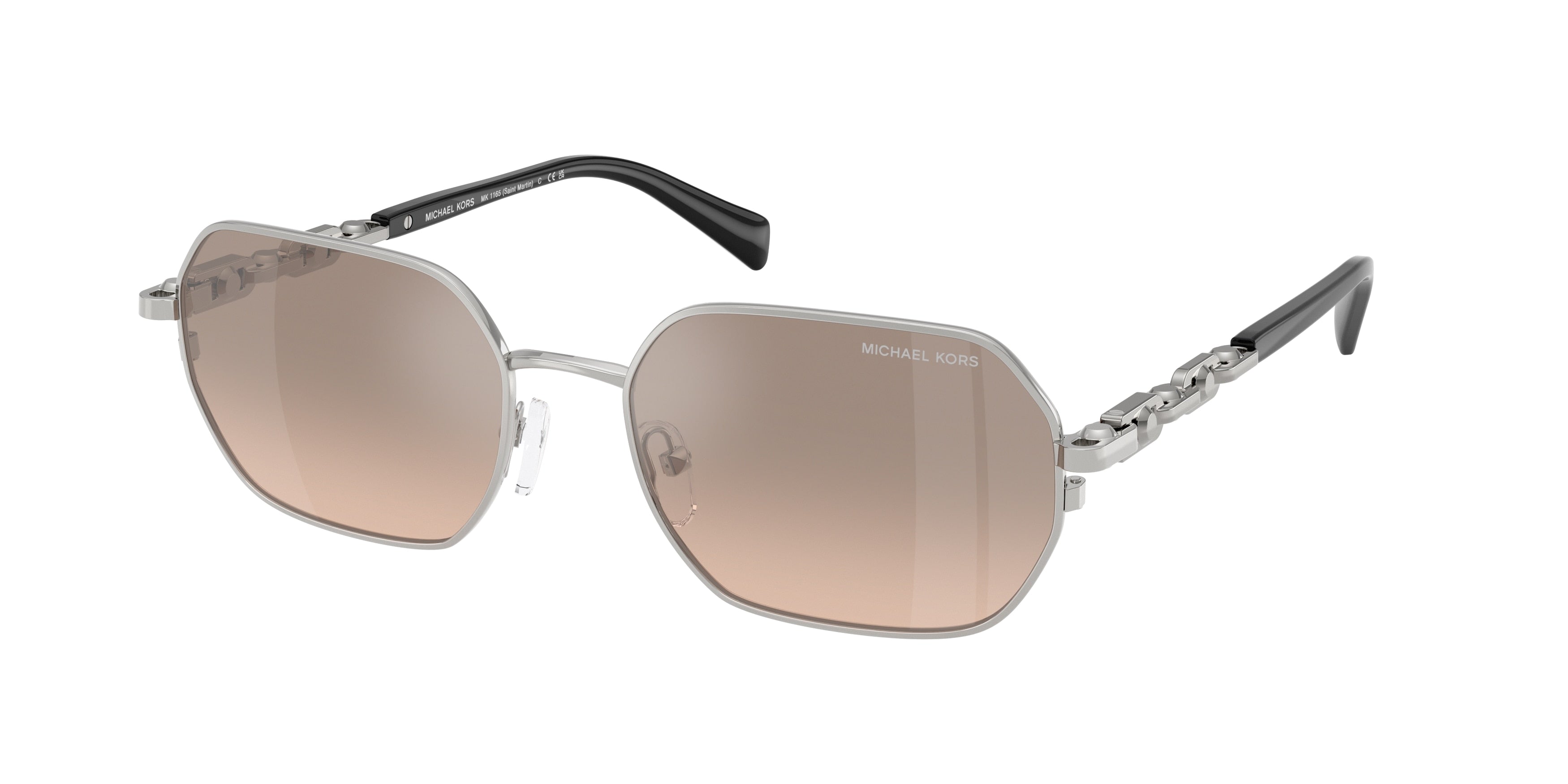 Michael Kors SAINT MARTIN MK1165 Irregular Sunglasses 18933D-Silver Shiny 57-145-18 - Color Map Silver