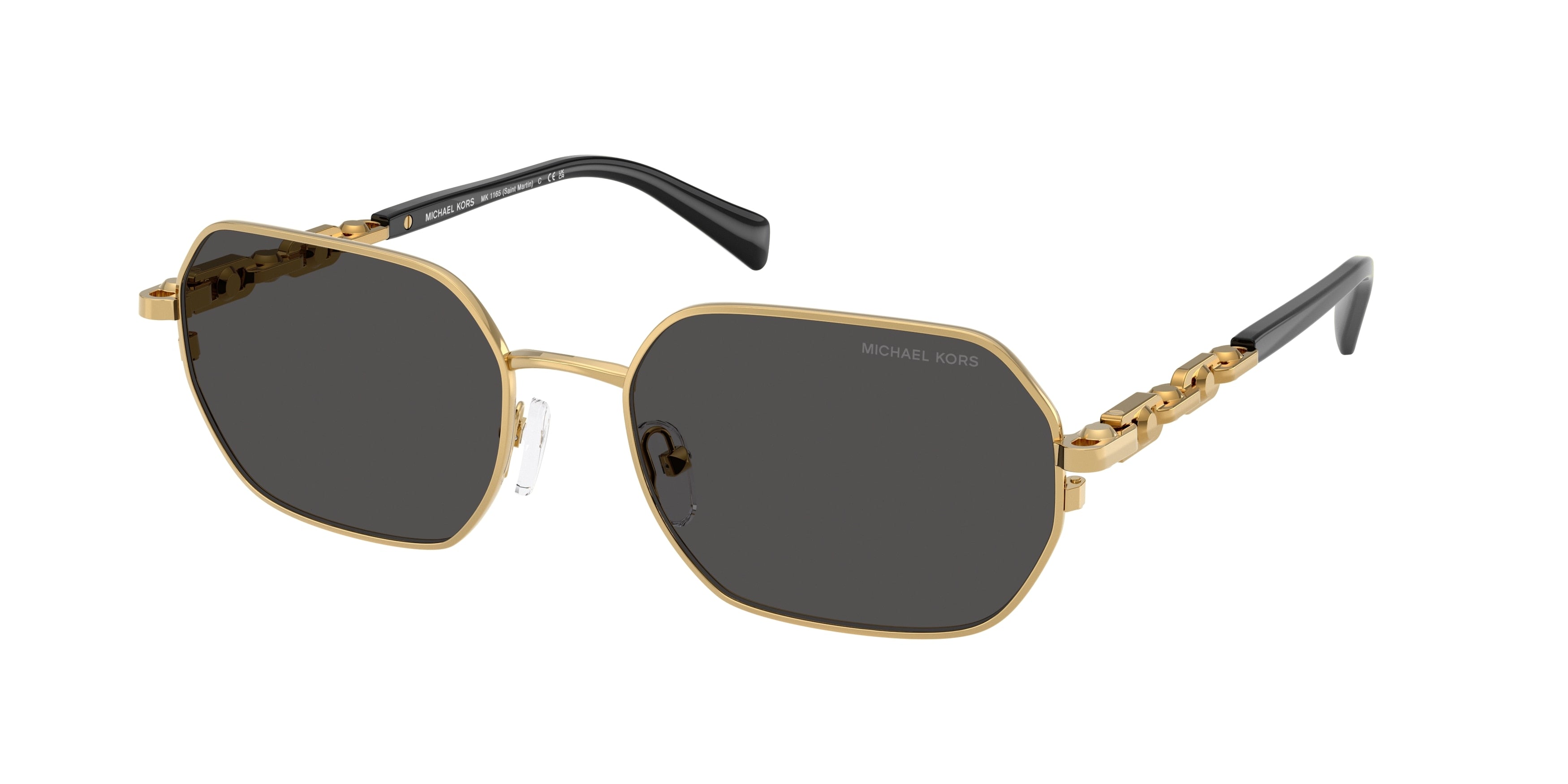 Michael Kors SAINT MARTIN MK1165 Irregular Sunglasses 189687-Yellow Gold Shiny 57-145-18 - Color Map Gold