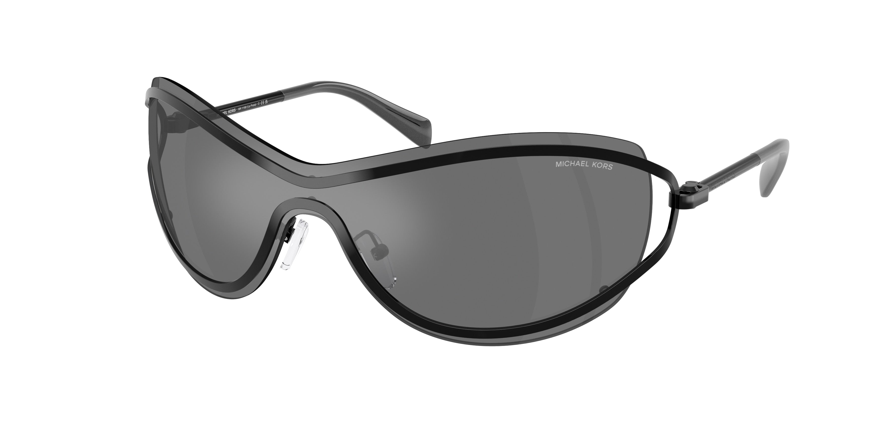 Michael Kors LA PRAIA MK1166 Irregular Sunglasses 10056G-Black Shiny 38-110-138 - Color Map Black