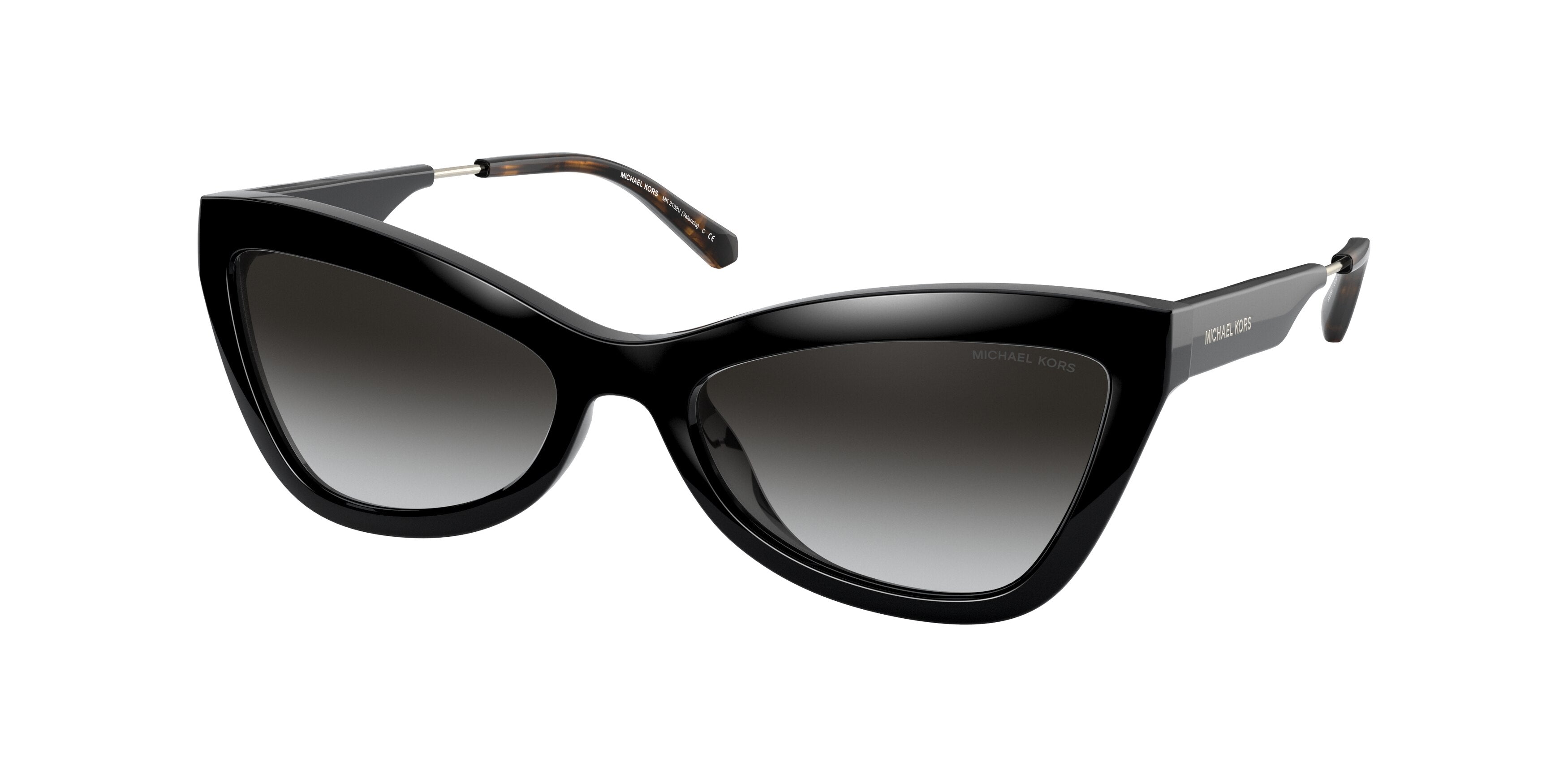 Michael Kors VALENCIA MK2132U Cat Eye Sunglasses 33328G-Black 55-140-18 - Color Map Black