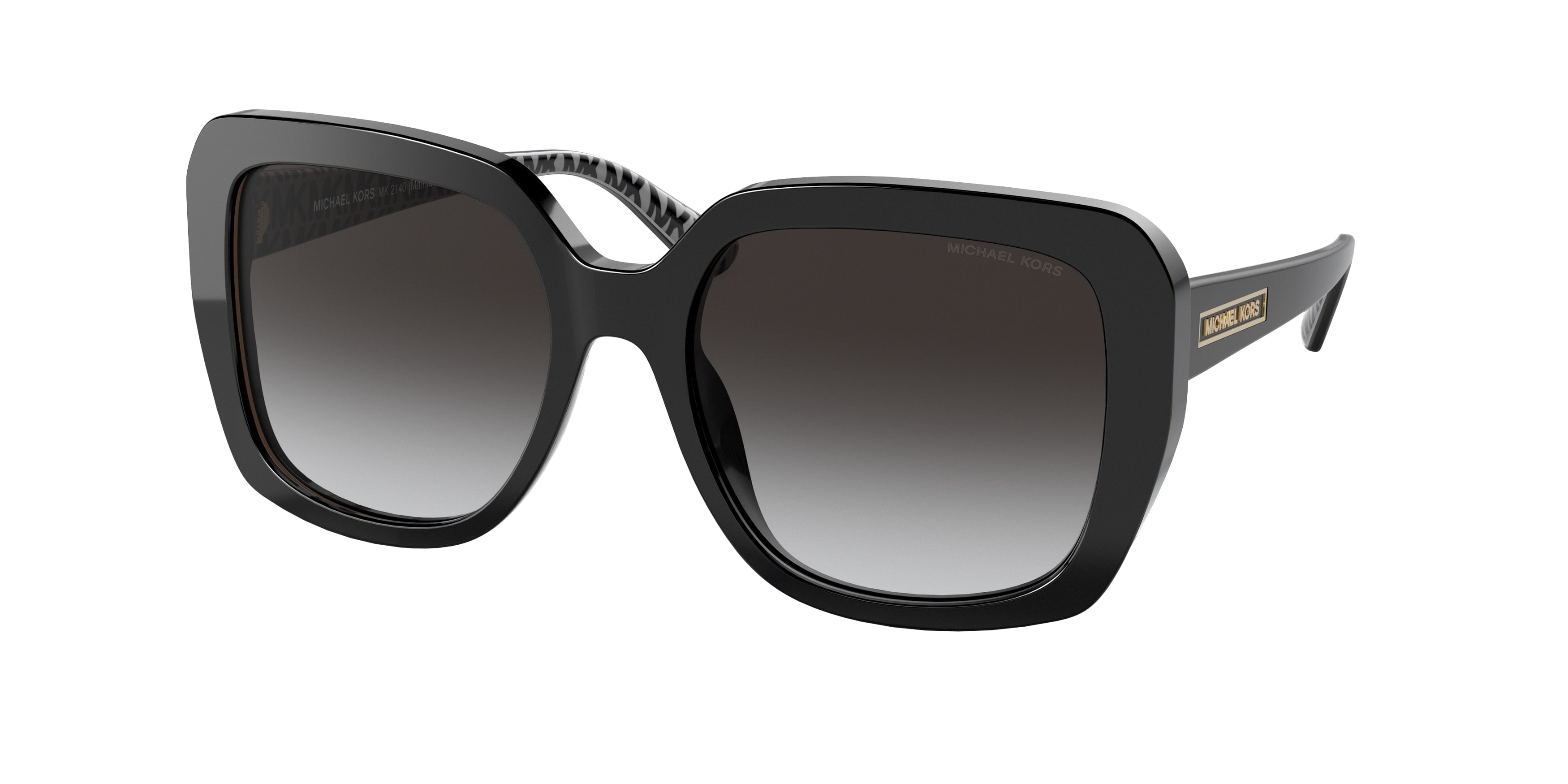 Michael Kors MANHASSET MK2140 Square Sunglasses 30058G-Black 55-140-18 - Color Map Black