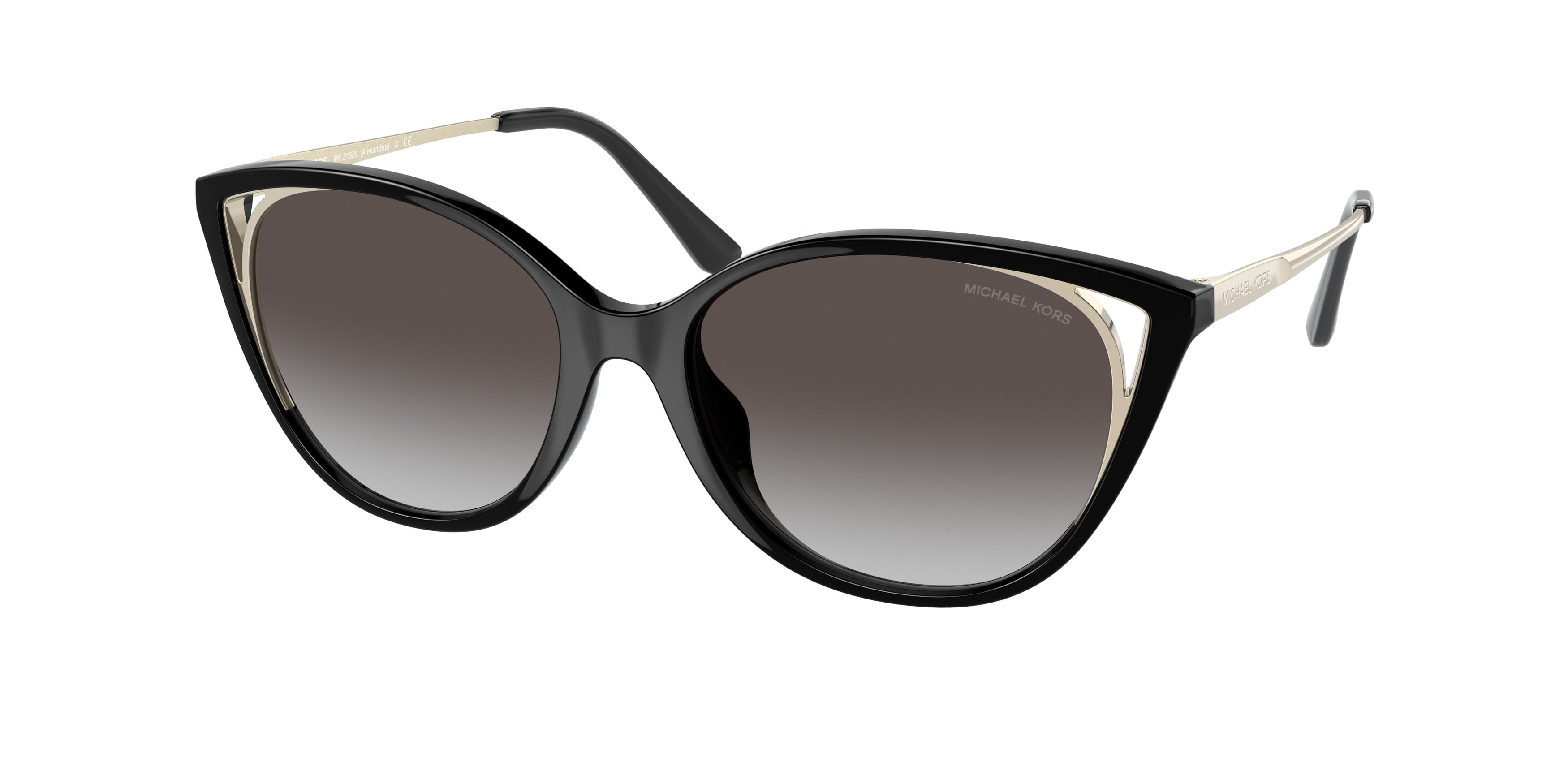Michael Kors ALEXANDRIA MK2152U Cat Eye Sunglasses 30058G-Bio Black 55-140-17 - Color Map Black