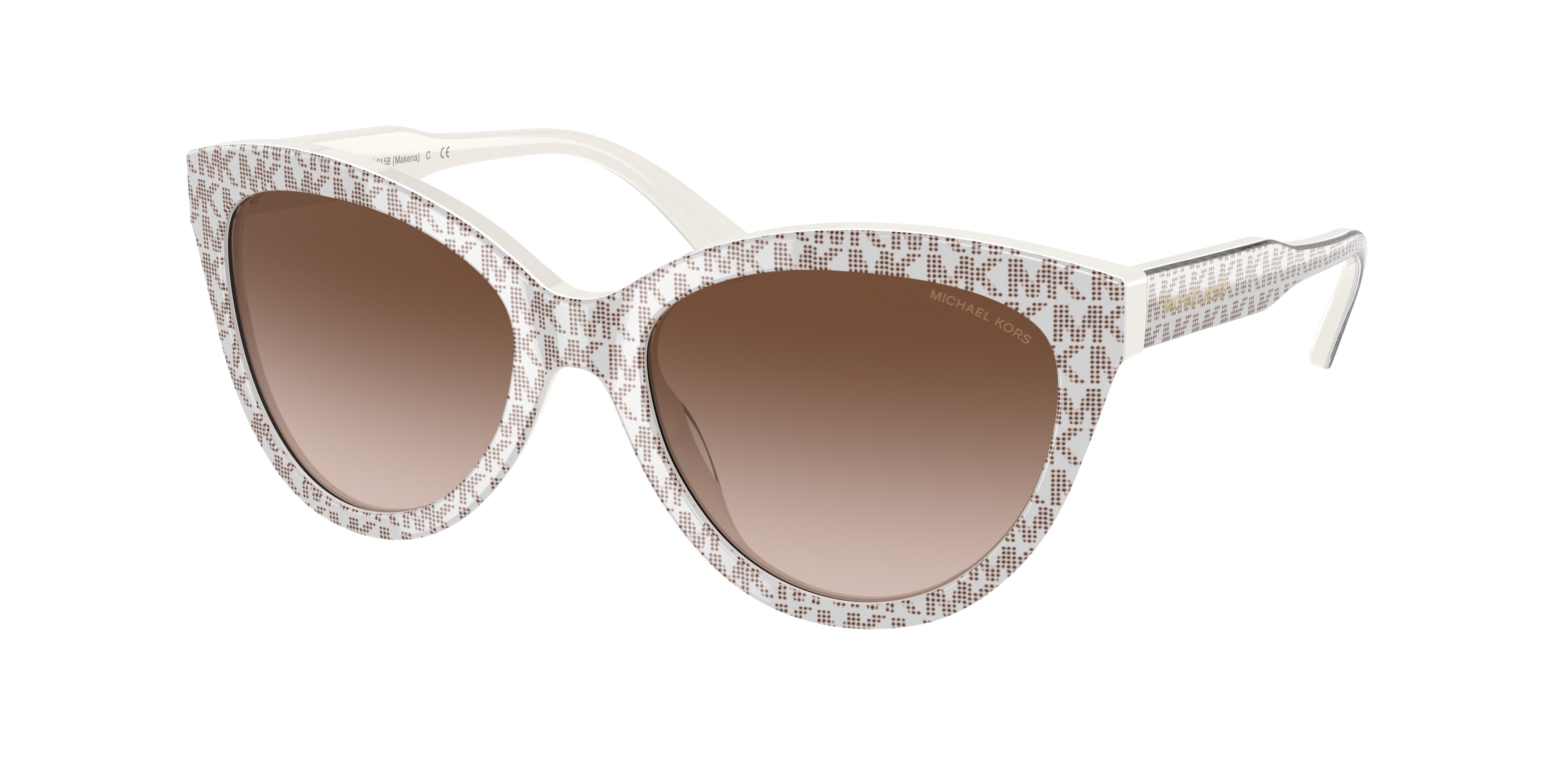 Michael Kors MAKENA MK2158 Cat Eye Sunglasses 309213-Mk Signature Pvc Vanilla 55-140-18 - Color Map White