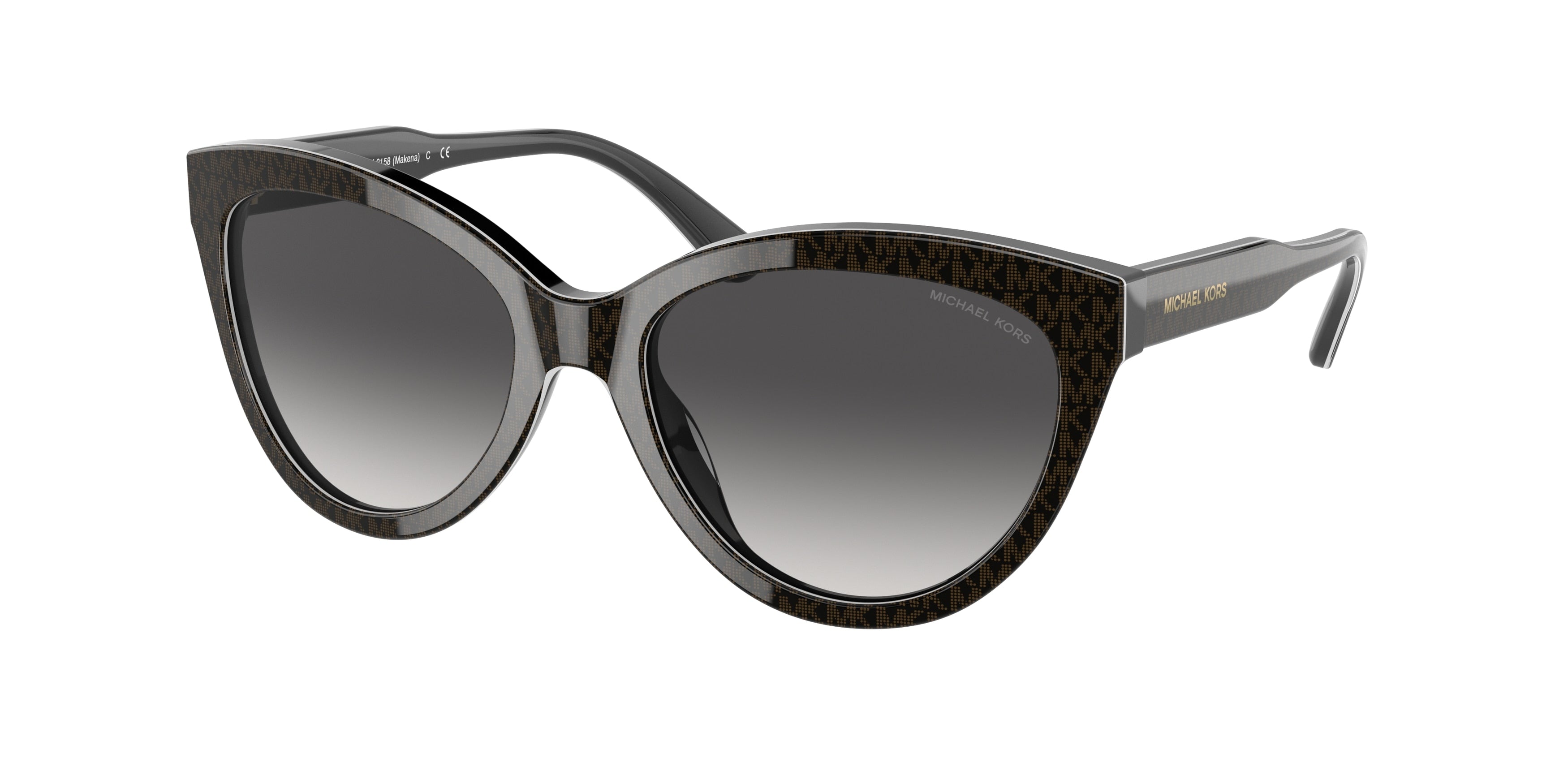 Michael Kors MAKENA MK2158 Cat Eye Sunglasses 35658G-Mk Signature Pvc Chocolate 55-140-18 - Color Map Brown