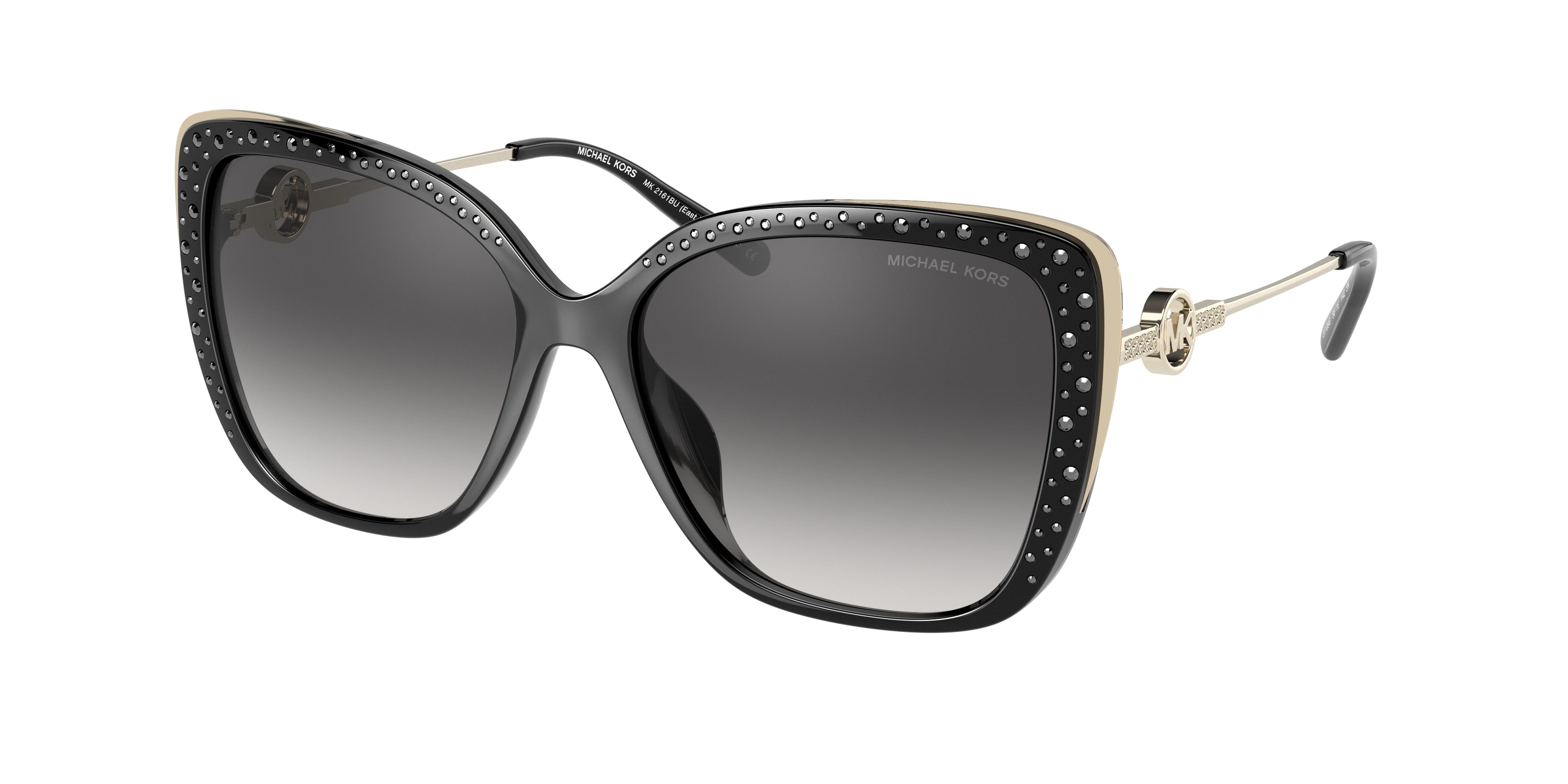 Michael Kors EAST HAMPTON MK2161BU Butterfly Sunglasses 31108G-Black 56-142-16 - Color Map Black