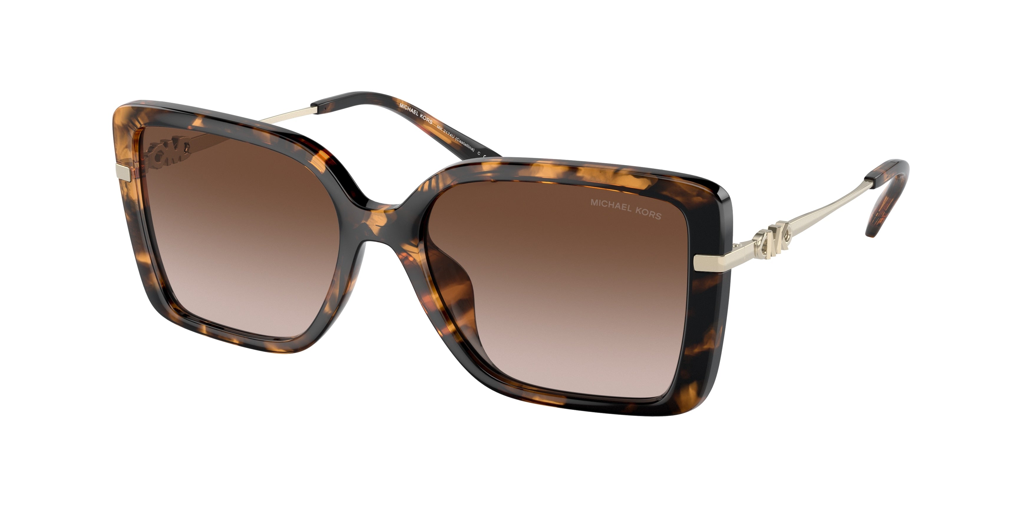 Michael Kors CASTELLINA MK2174U Rectangle Sunglasses 300613-Dark Tortoise 55-140-17 - Color Map Tortoise