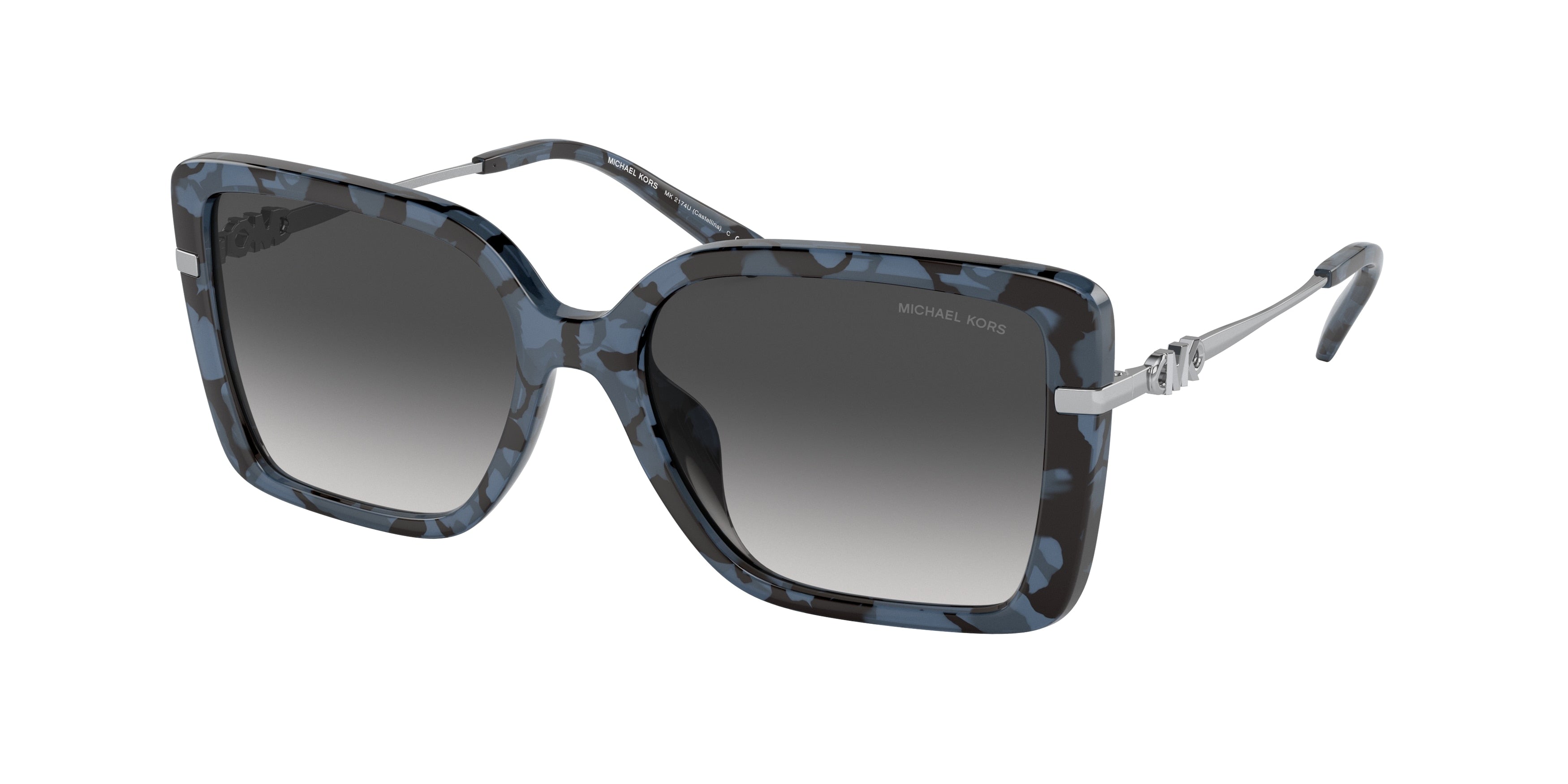 Michael Kors CASTELLINA MK2174U Rectangle Sunglasses 33338G-Blue Tortoise 55-140-17 - Color Map Blue