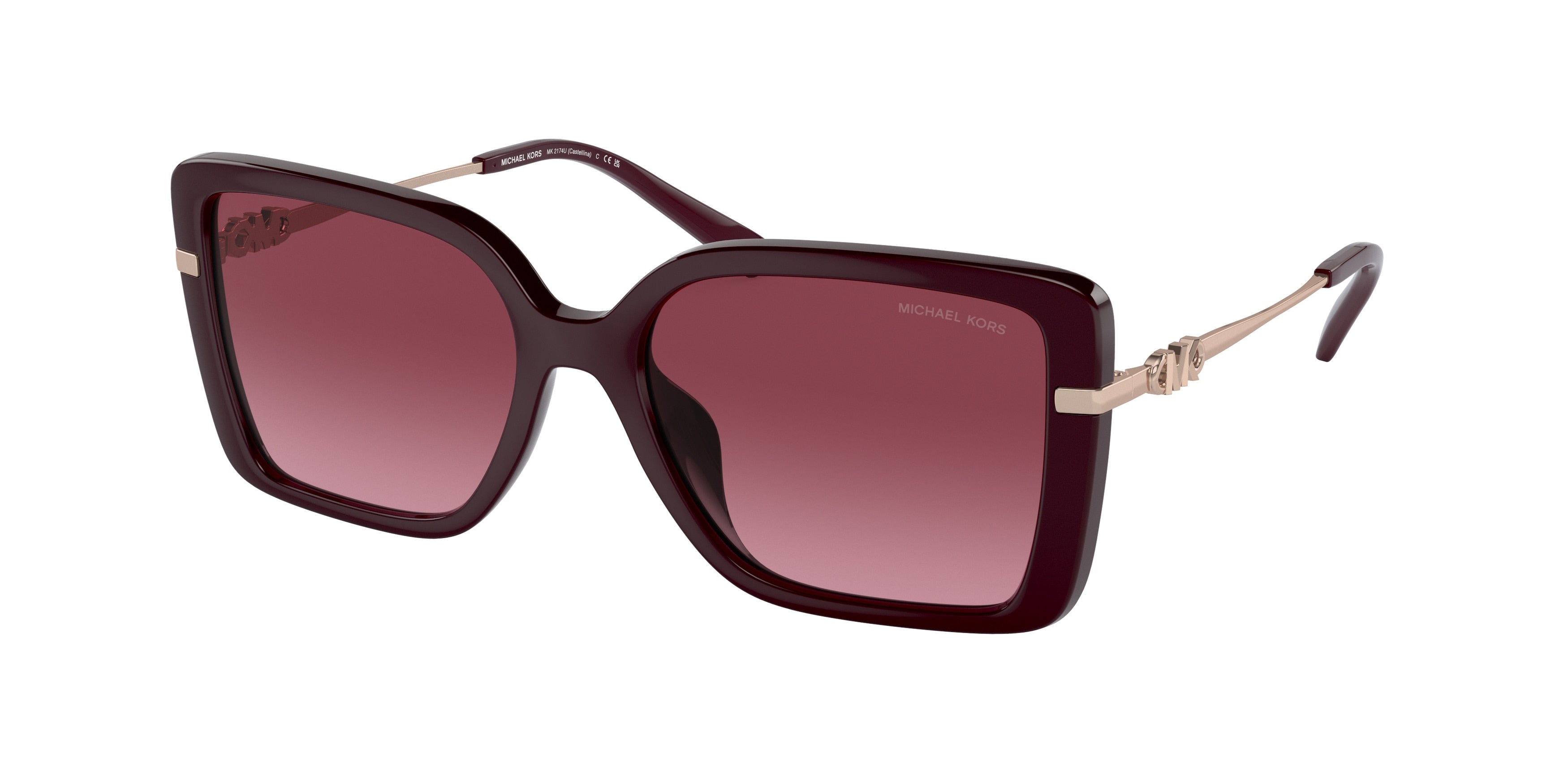 Michael Kors CASTELLINA MK2174U Rectangle Sunglasses 33448H-Cordovan 55-140-17 - Color Map Brown