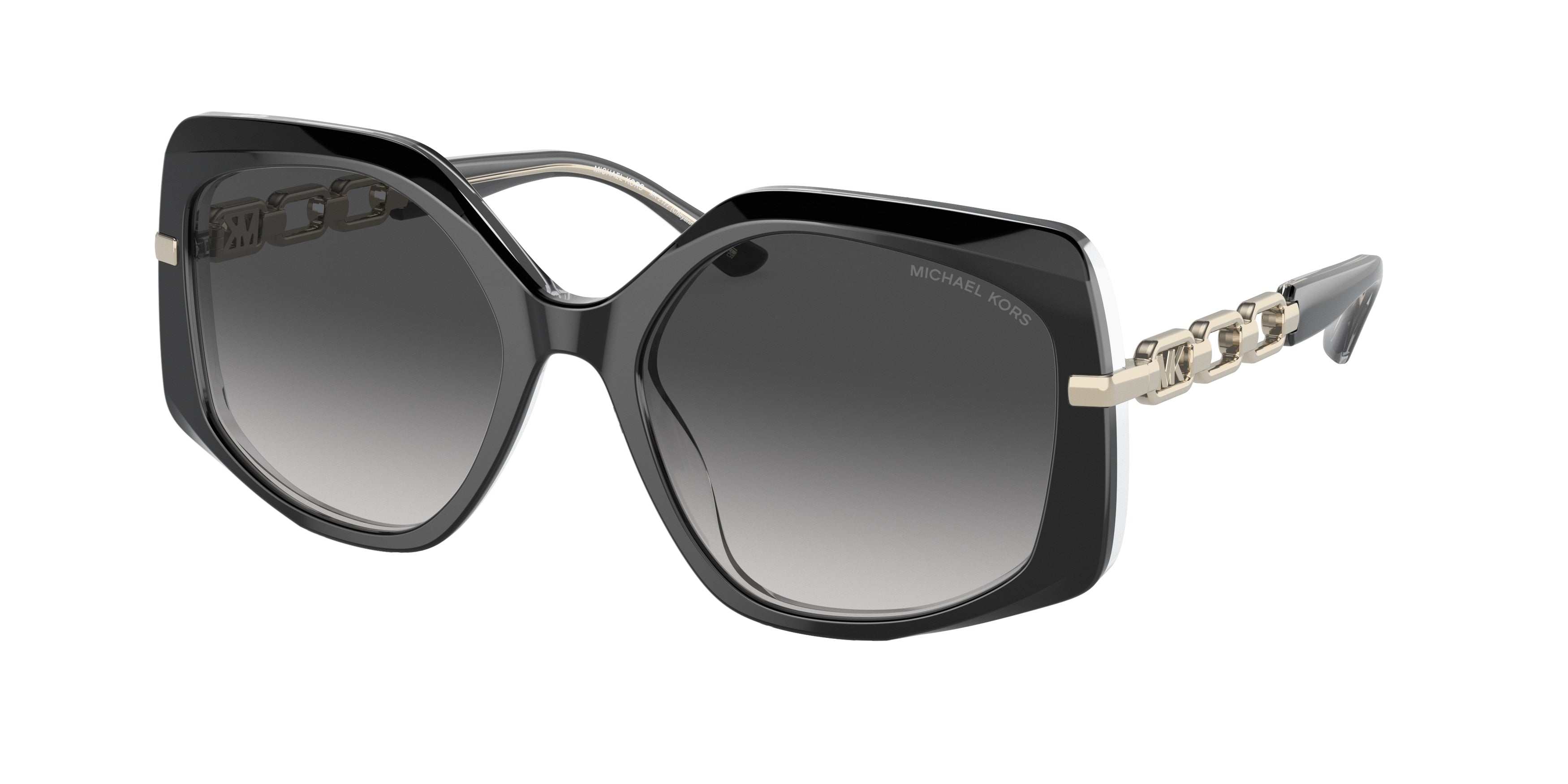 Michael Kors CHEYENNE MK2177 Irregular Sunglasses 31068G-Black/Clear Laminate 56-140-19 - Color Map Black