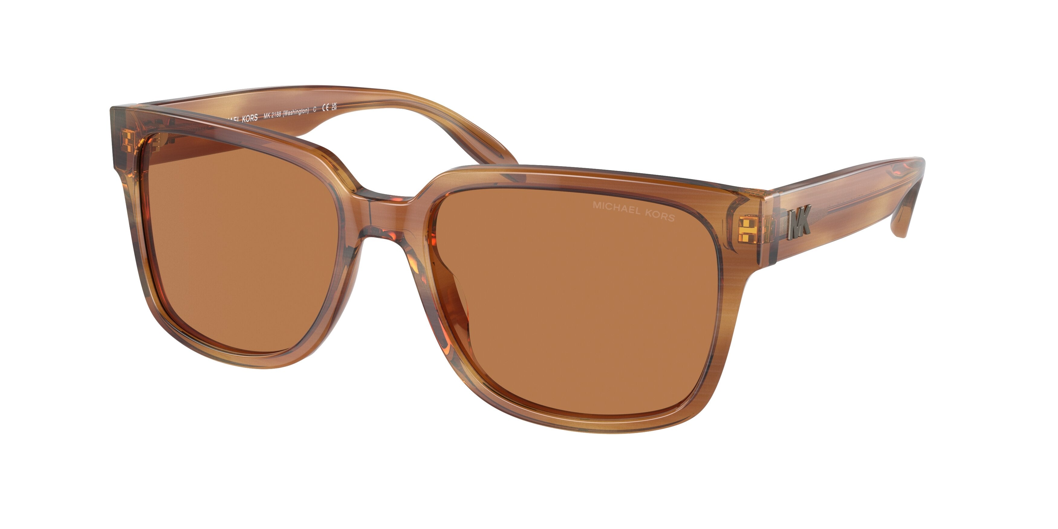 Michael Kors WASHINGTON MK2188 Square Sunglasses 312293-Amber Horn 57-145-18 - Color Map Orange