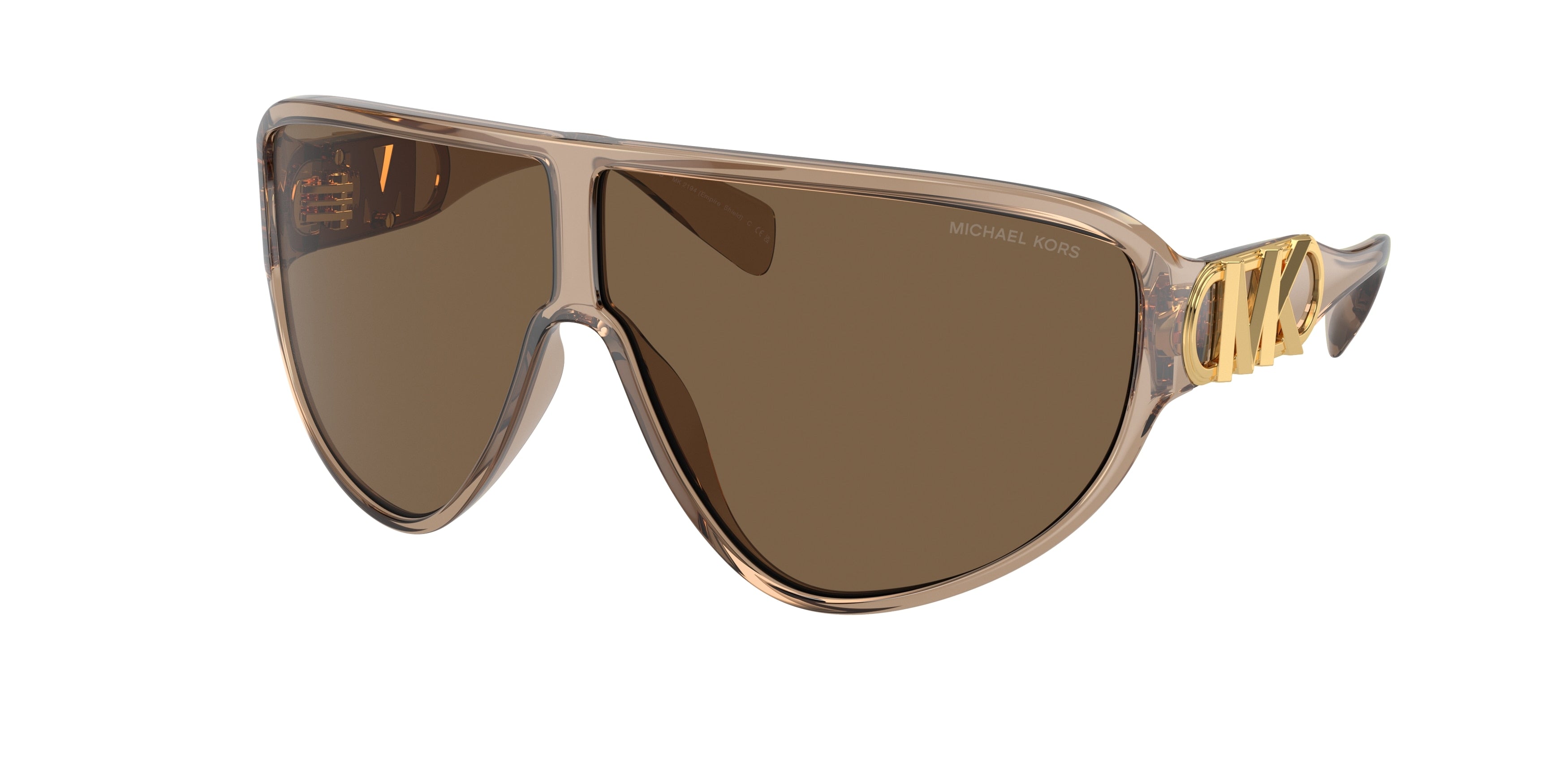 Michael Kors EMPIRE SHIELD MK2194 Irregular Sunglasses 393773-Brown Transparent 69-120-5 - Color Map Brown
