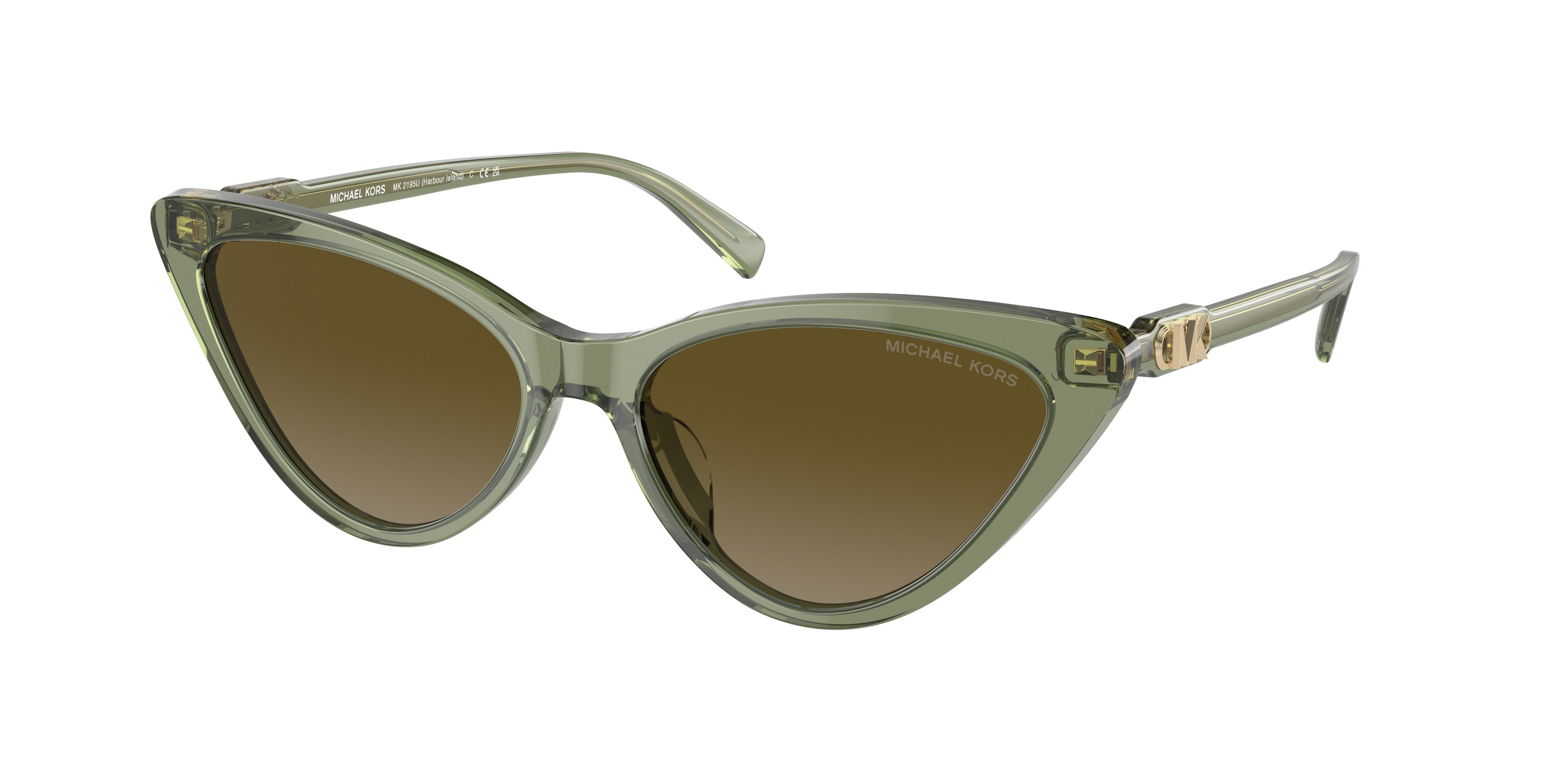 Michael Kors HARBOUR ISLAND MK2195U Cat Eye Sunglasses 394413-Green Transparent 56-140-16 - Color Map Green