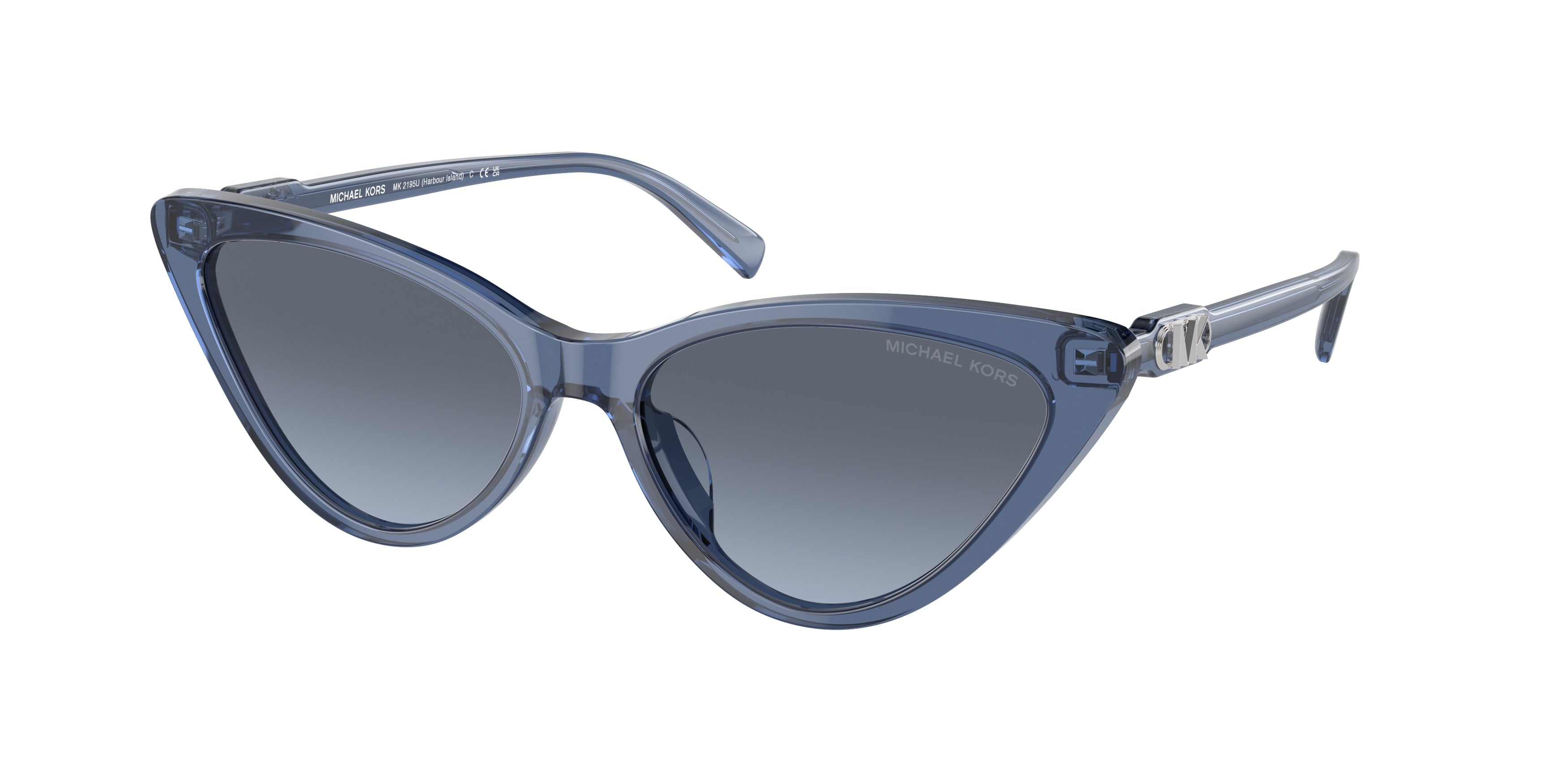Michael Kors MK2195U Harbour Island mk2195u Cat Eye Sunglasses 39568F-Blue Transparent 56-140-16 - Color Map Blue