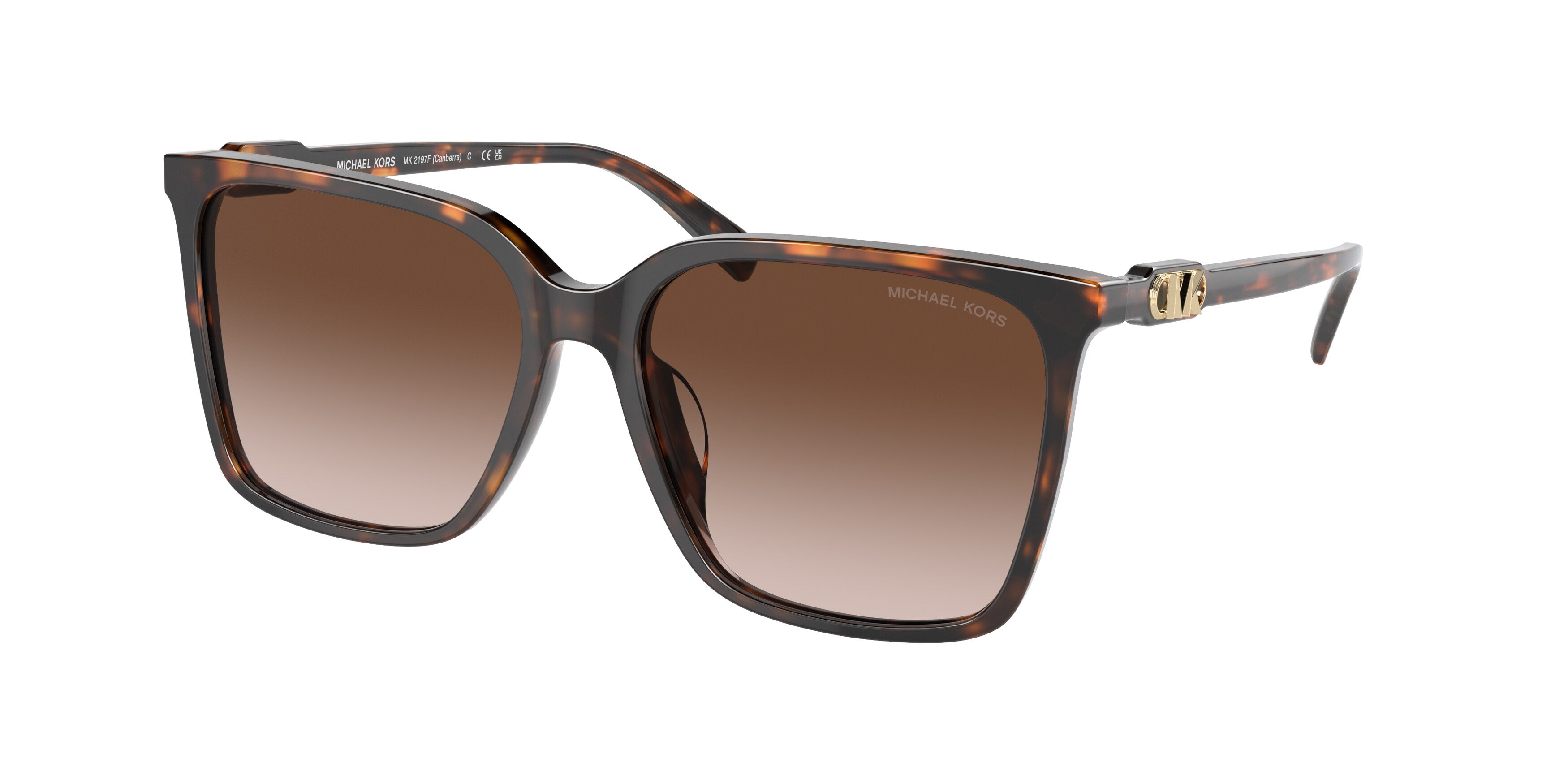 Michael Kors CANBERRA MK2197F Rectangle Sunglasses 300613-Dark Tortoise 58-150-16 - Color Map Tortoise