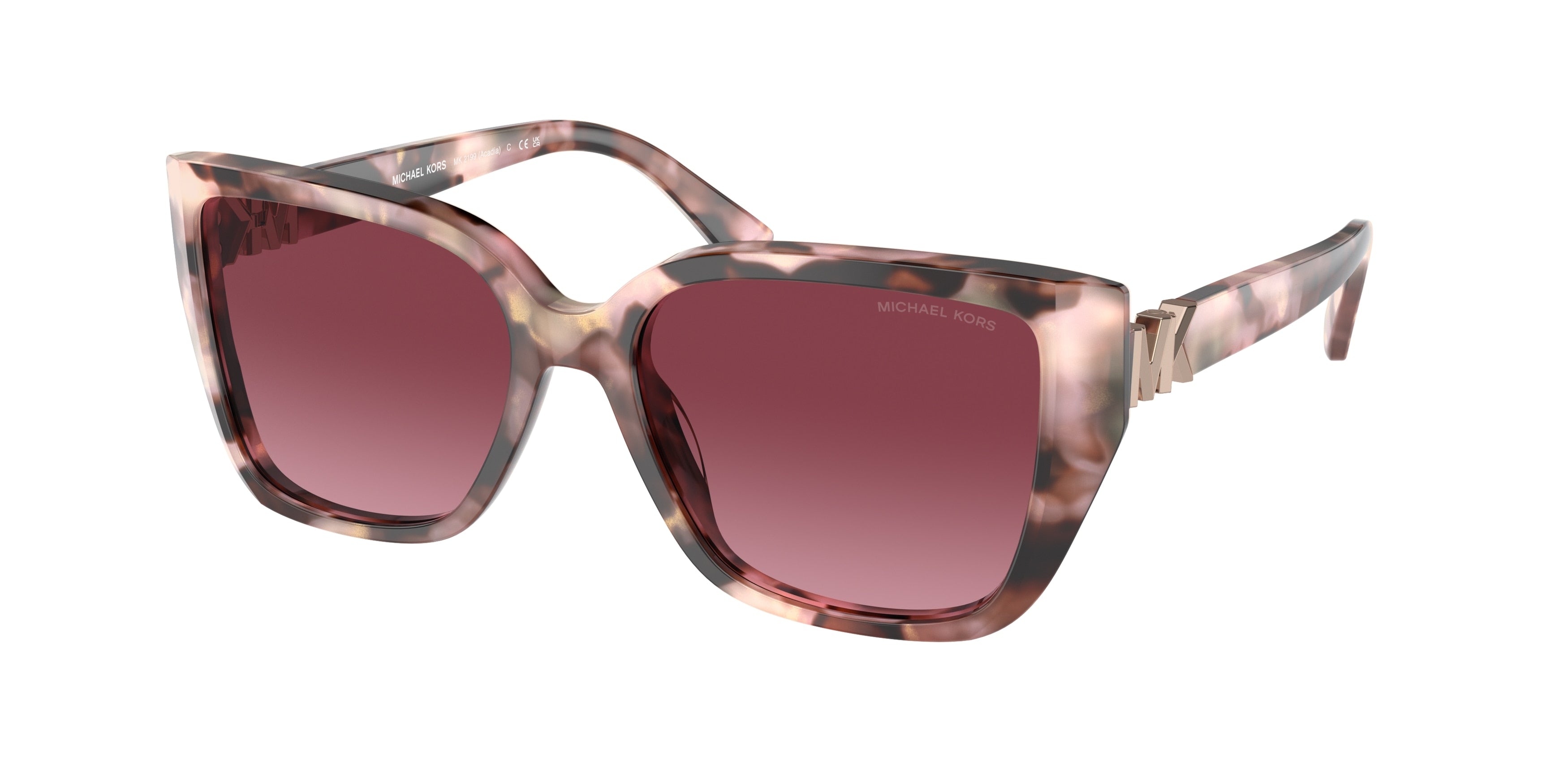 Michael Kors ACADIA MK2199 Rectangle Sunglasses 39468H-Pink Pearlized Tortoise 55-135-17 - Color Map Pink
