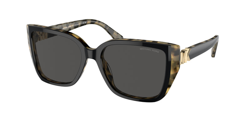 Michael Kors ACADIA MK2199 Rectangle Sunglasses 395087-Bi-layer Black/Amber Tortoise 57-140-17 - Color Map Black