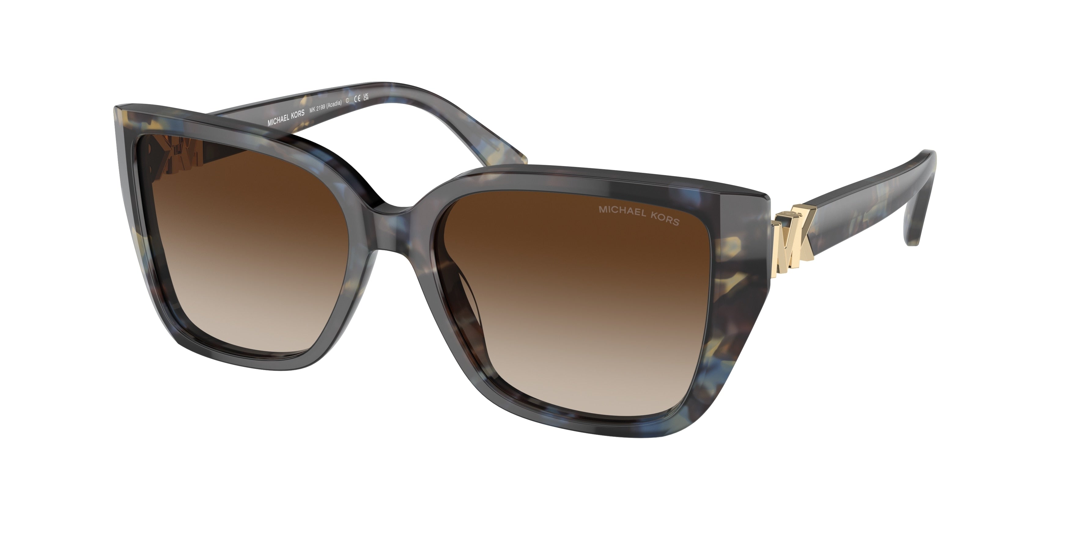 Michael Kors ACADIA MK2199 Rectangle Sunglasses 395213-Bright Blue Tortoise 55-135-17 - Color Map Blue