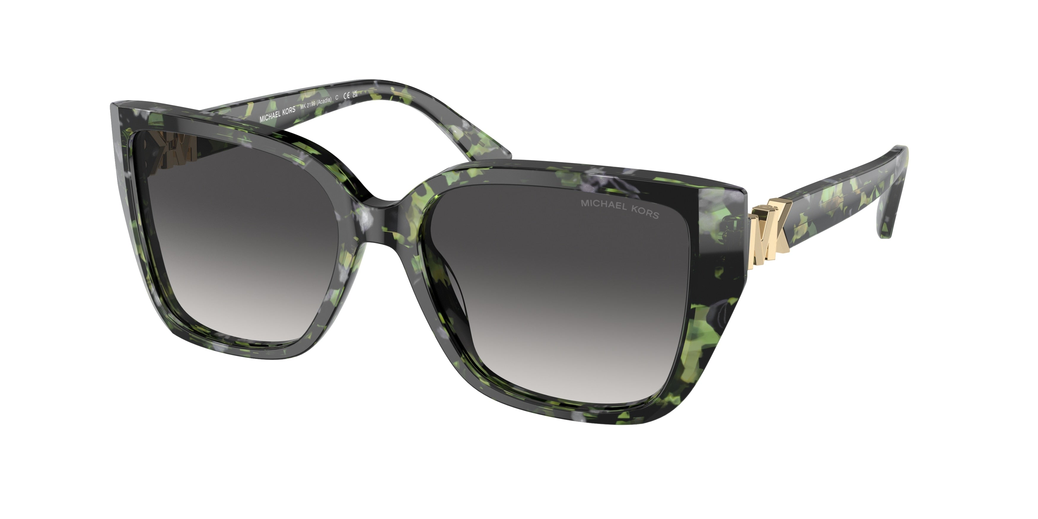 Michael Kors ACADIA MK2199 Rectangle Sunglasses 39538G-Amazon Green Tortoise 55-135-17 - Color Map Green
