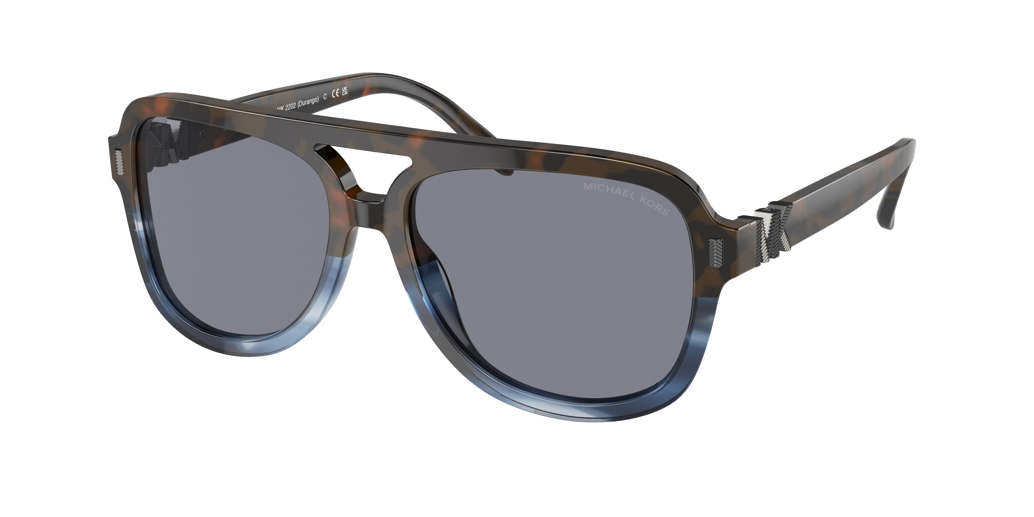 Michael Kors DURANGO MK2202 Pilot Sunglasses 394155-Blue Brown Block Tortoise 57-140-16 - Color Map Multicolor