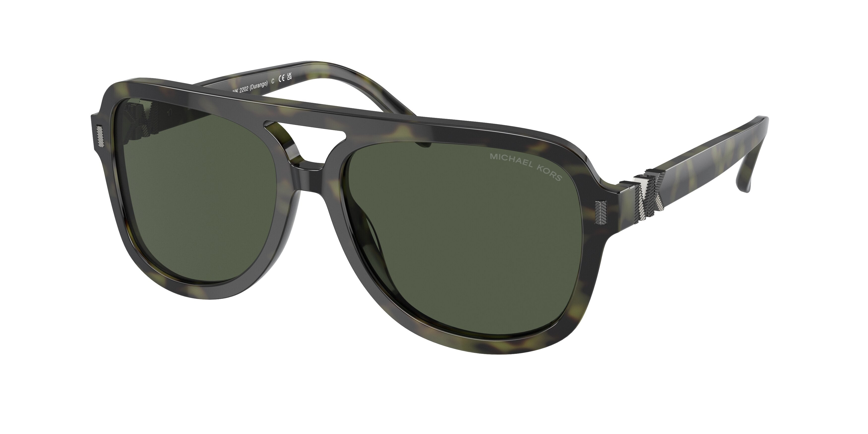 Michael Kors DURANGO MK2202 Pilot Sunglasses 39432-Olive Tortoise 57-140-16 - Color Map Green
