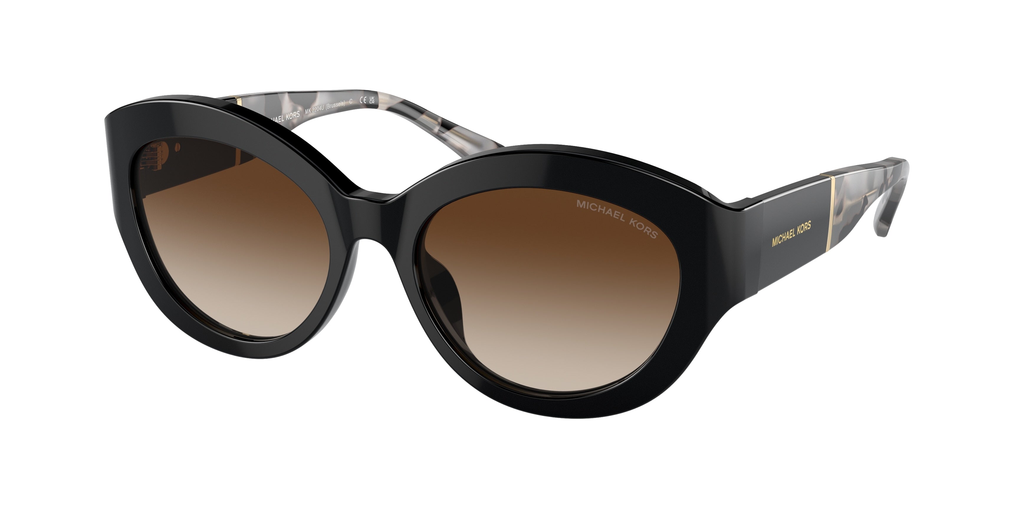 Michael Kors BRUSSELS MK2204U Cat Eye Sunglasses 300513-Black 54-140-18 - Color Map Black