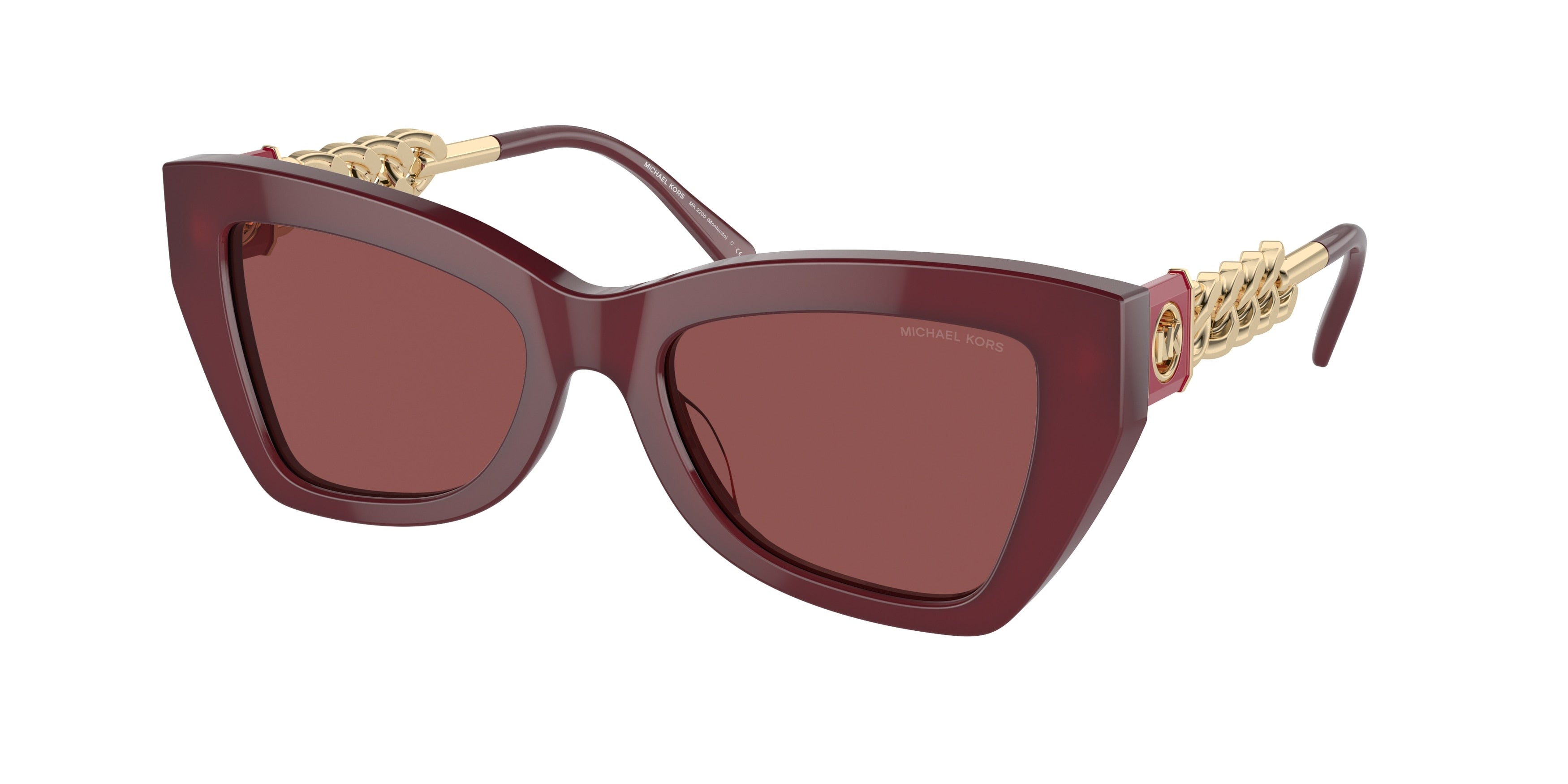 Michael Kors MONTECITO MK2205 Cat Eye Sunglasses 394975-Dark Red Transparent 52-140-19 - Color Map Red