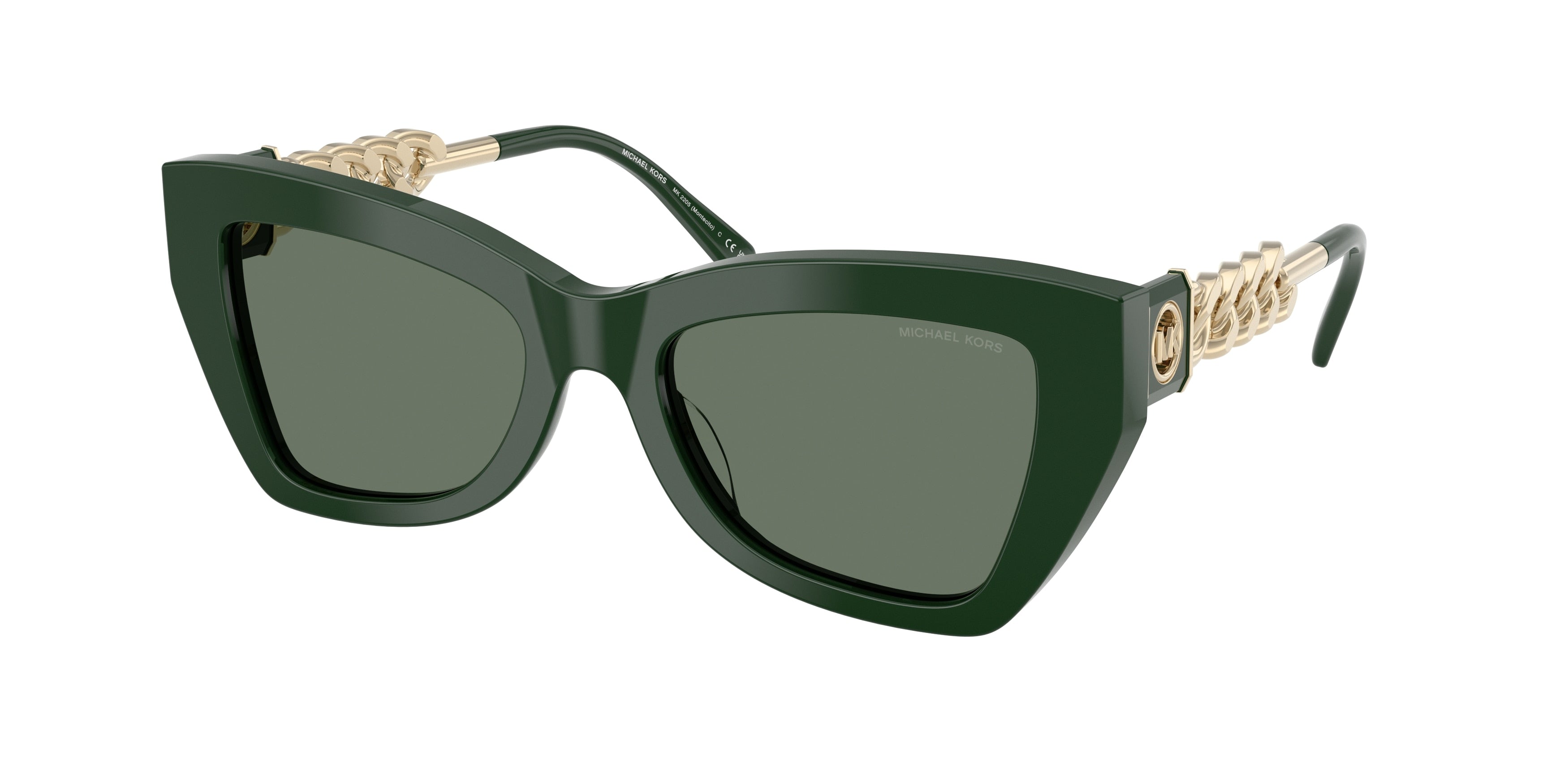Michael Kors MONTECITO MK2205 Cat Eye Sunglasses 40063H-Bosco Solid 52-140-19 - Color Map Green