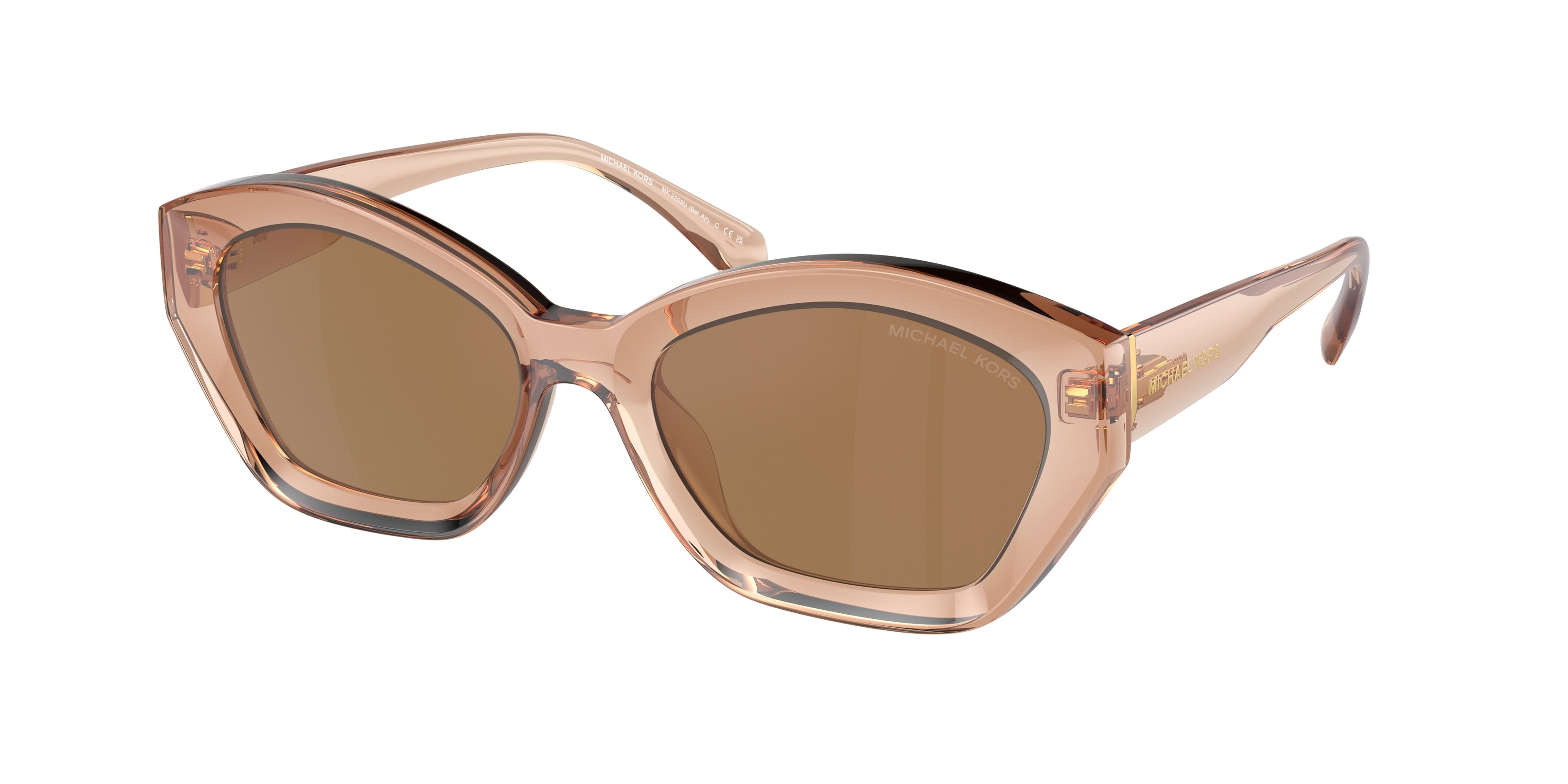 Michael Kors BEL AIR MK2209U Irregular Sunglasses 3999/O-Brown Transparent 54-140-18 - Color Map Brown