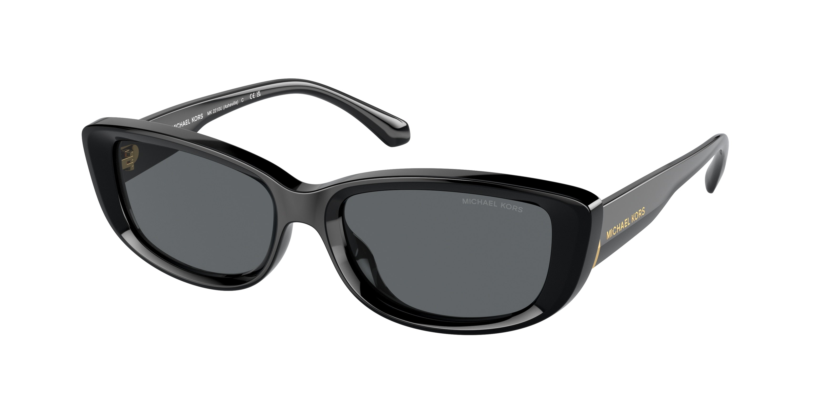 Michael Kors ASHEVILLE MK2210U Rectangle Sunglasses 300587-Black 54-140-17 - Color Map Black