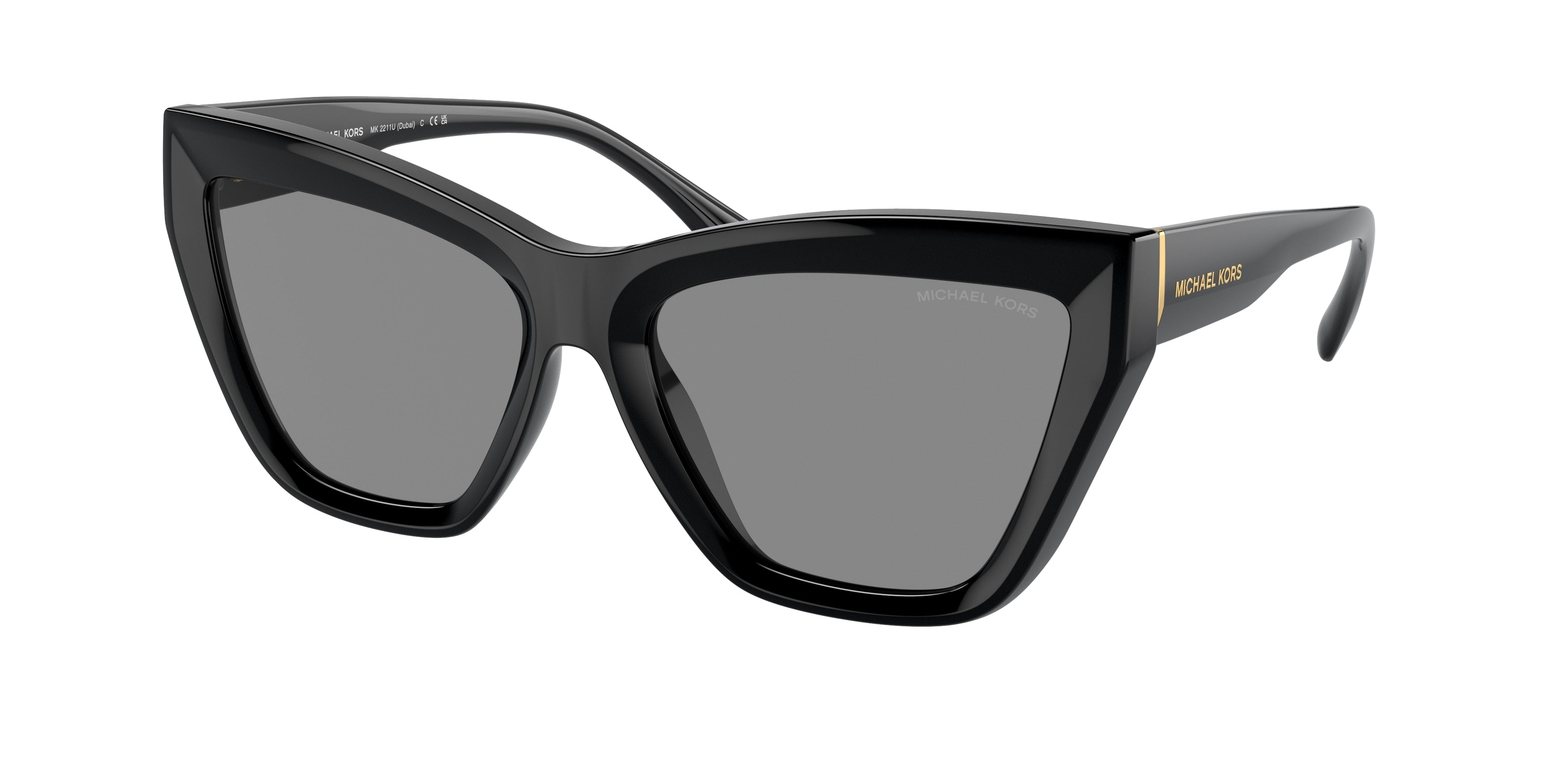 Michael Kors DUBAI MK2211U Cat Eye Sunglasses 30053F-Black 57-140-17 - Color Map Black