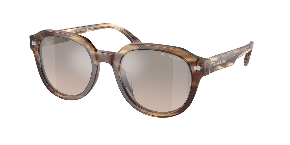 Michael Kors EGER MK2216U Round Sunglasses 39776I-Brown Horn 52-145-21 - Color Map Brown