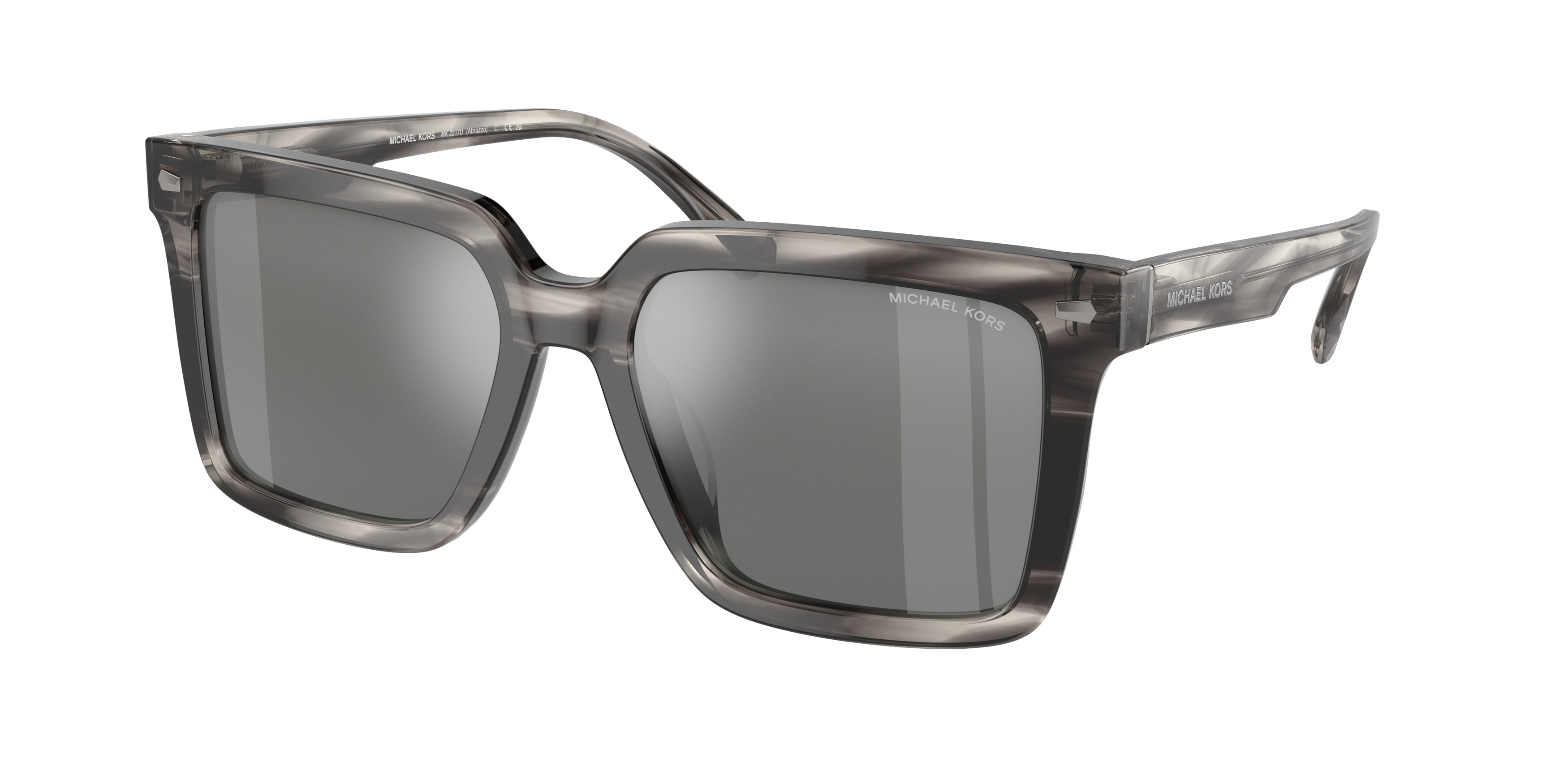 Michael Kors ABRUZZO MK2217U Square Sunglasses 396688-Black Horn 55-145-18 - Color Map Black