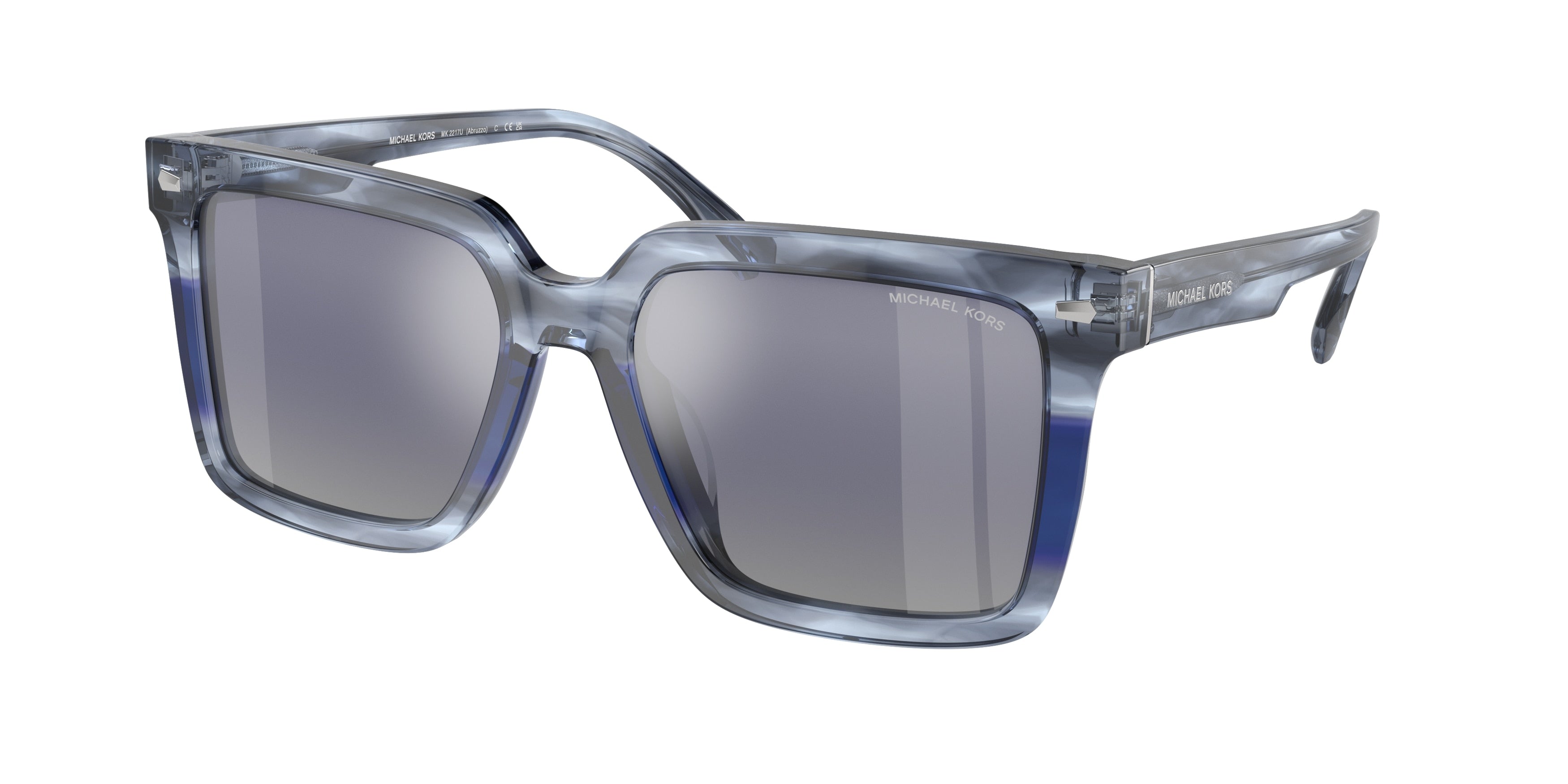Michael Kors ABRUZZO MK2217U Square Sunglasses 39796I-Blue Horn 55-145-18 - Color Map Blue