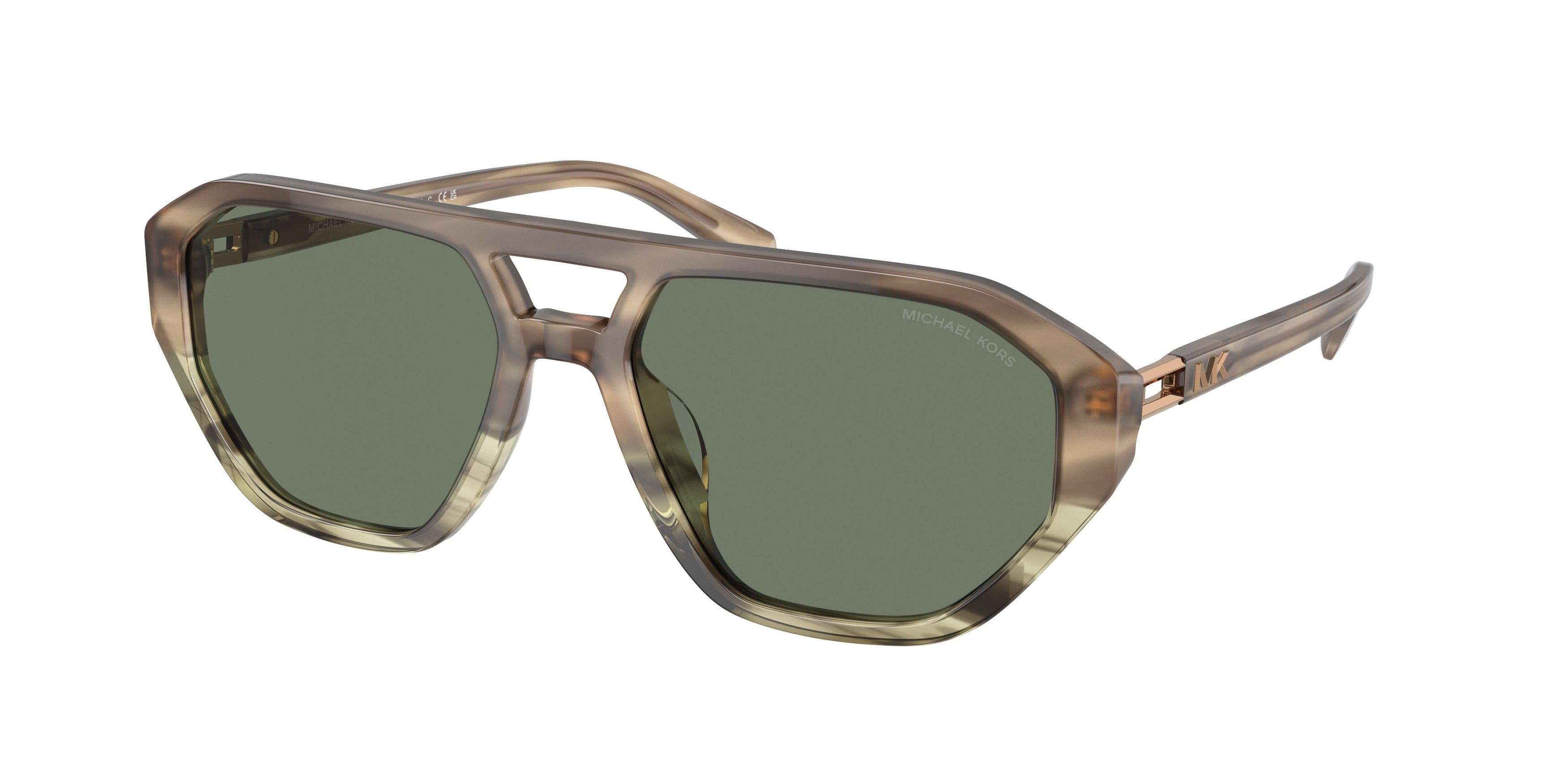 Michael Kors ZURICH MK2219U Pilot Sunglasses 39633H-Olive Tortoise 57-145-18 - Color Map Green