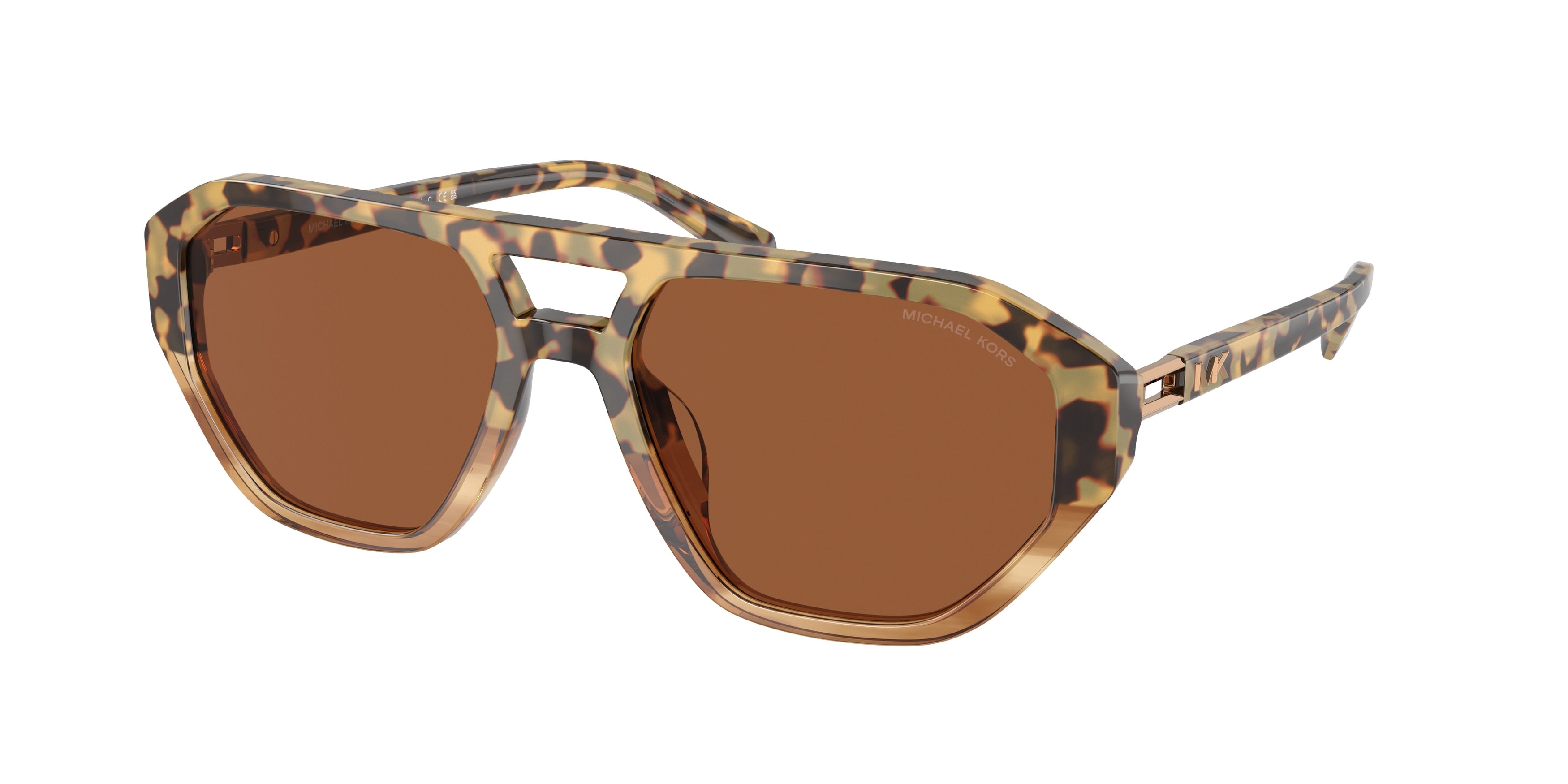 Michael Kors ZURICH MK2219U Pilot Sunglasses 396573-Brown Tortoise 57-145-18 - Color Map Tortoise