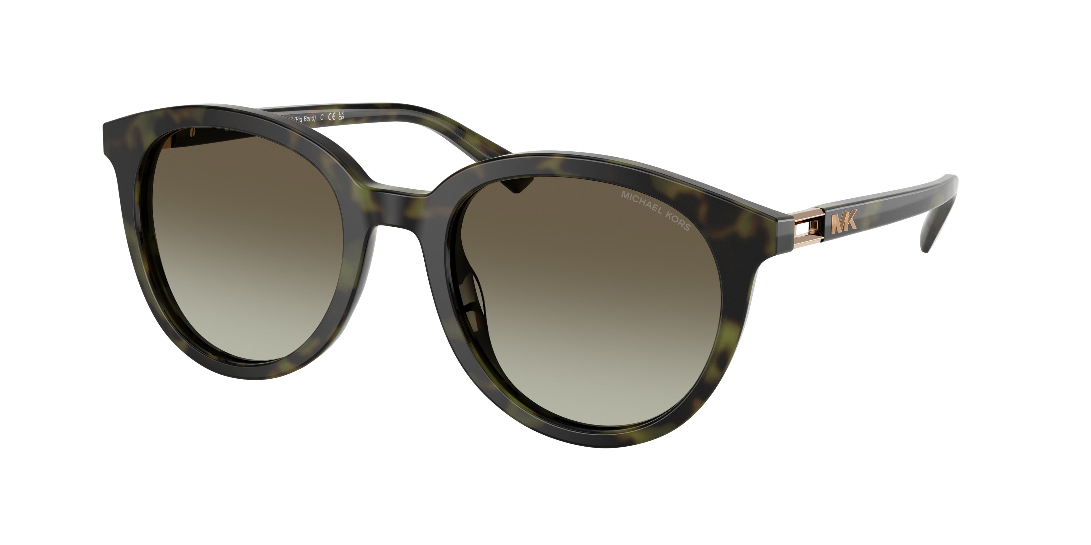 Michael Kors BIG BEND MK2227 Round Sunglasses 39433M-Olive Tortoise 53-145-21 - Color Map Green
