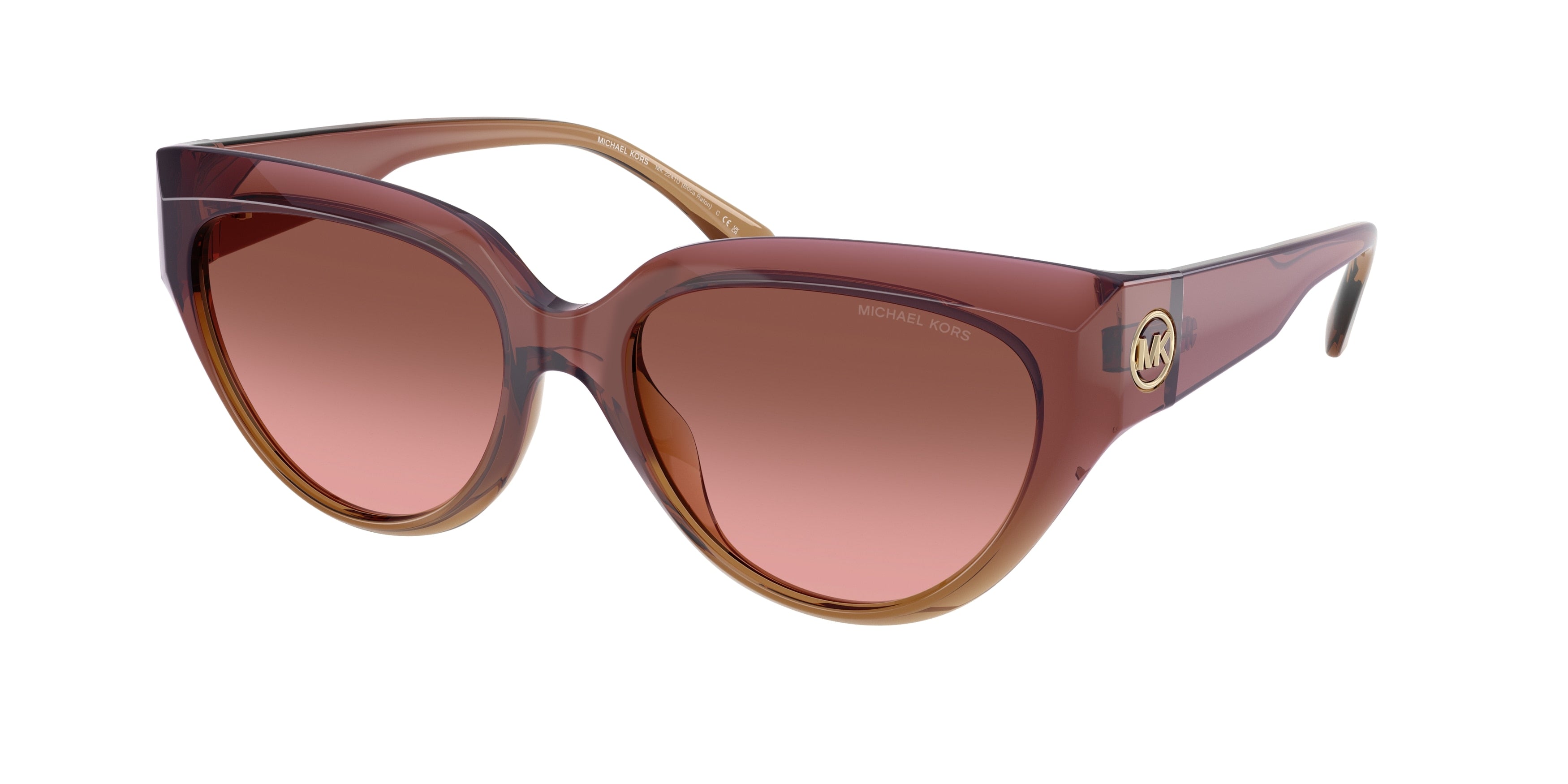 Michael Kors BOCA RATON MK2241U Cat Eye Sunglasses 325611-Dusty Rose Light Brown 55-140-17 - Color Map Pink