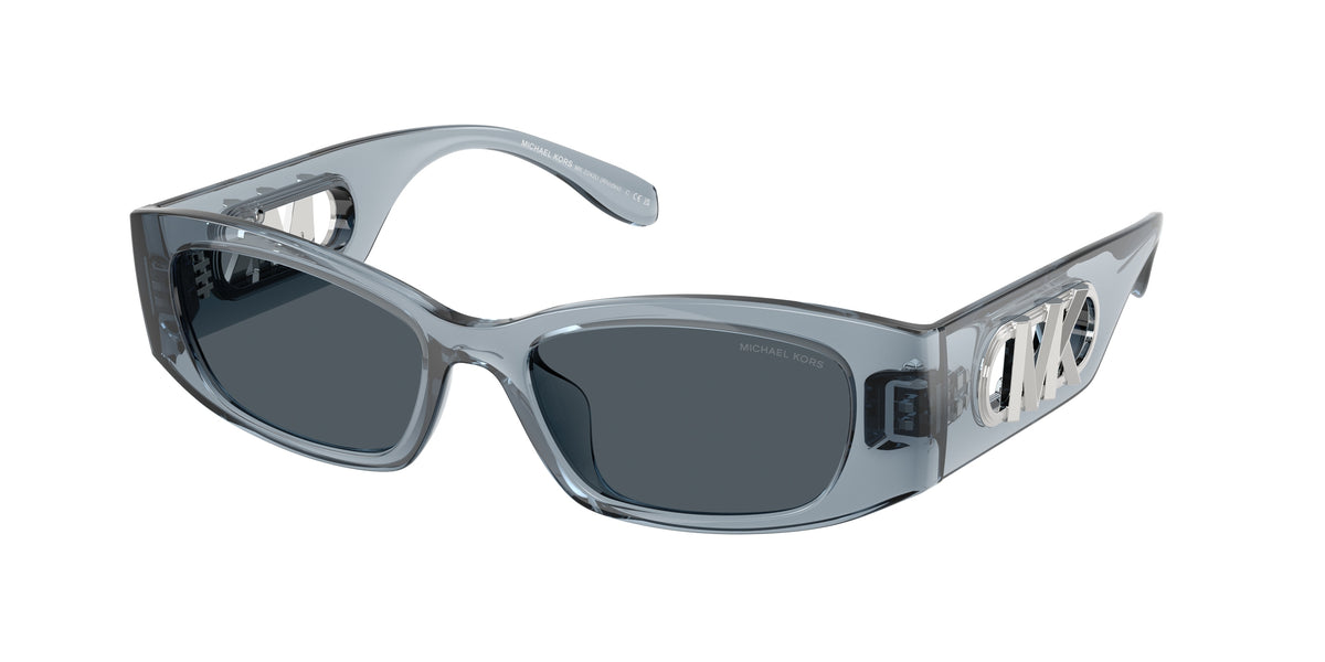 Michael Kors RHODES MK2243U Rectangle Sunglasses 401487-Denim Transparent 52-145-17 - Color Map Blue