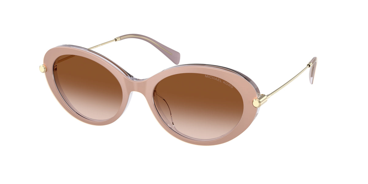 Michael Kors ROCKAWAY MK2245U Oval Sunglasses 401513-Light Sand Laminate 53-140-18 - Color Map White