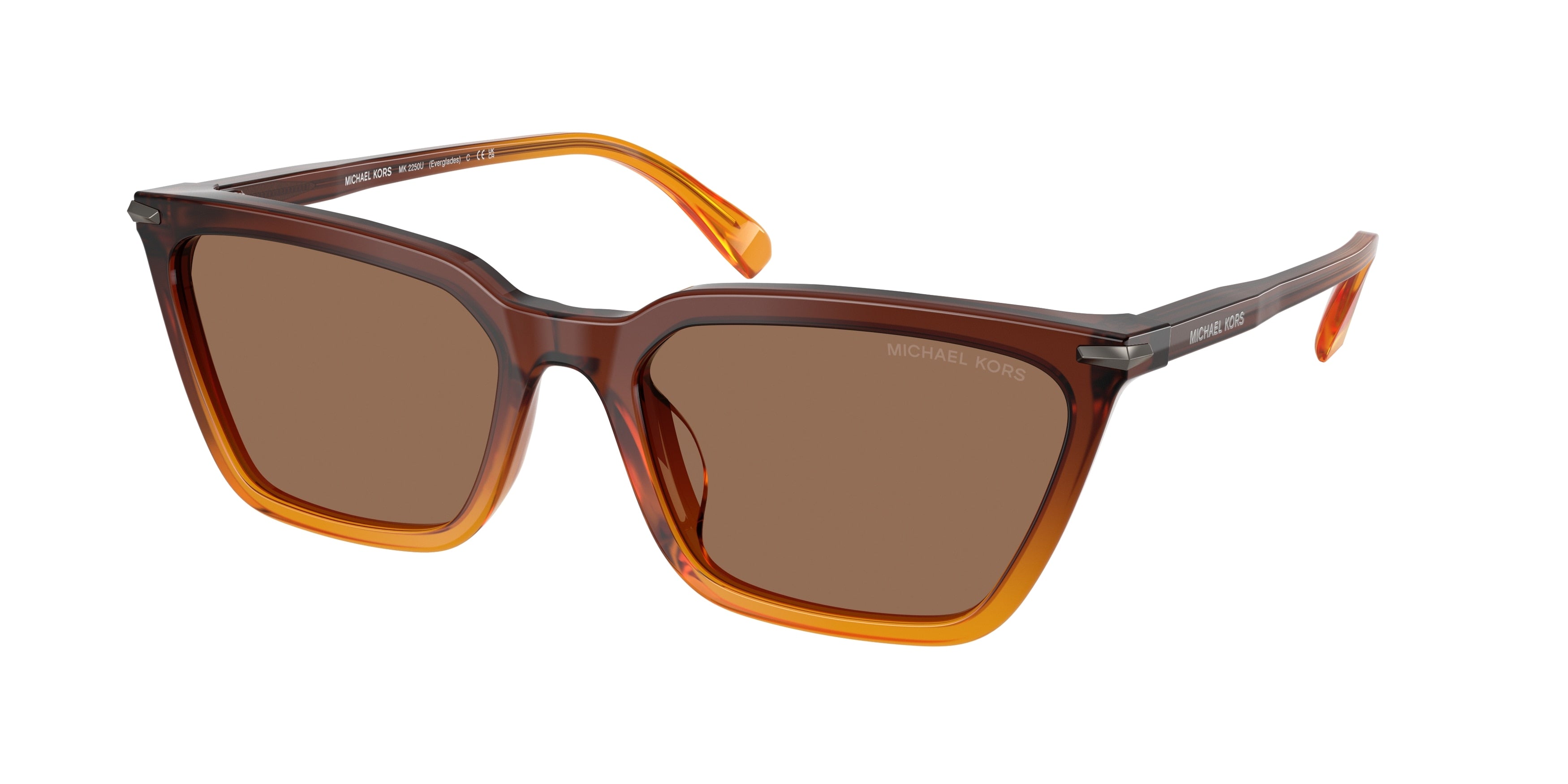 Michael Kors EVERGLADES MK2250U Cat Eye Sunglasses 401073-Amber Gradient 58-145-19 - Color Map Orange