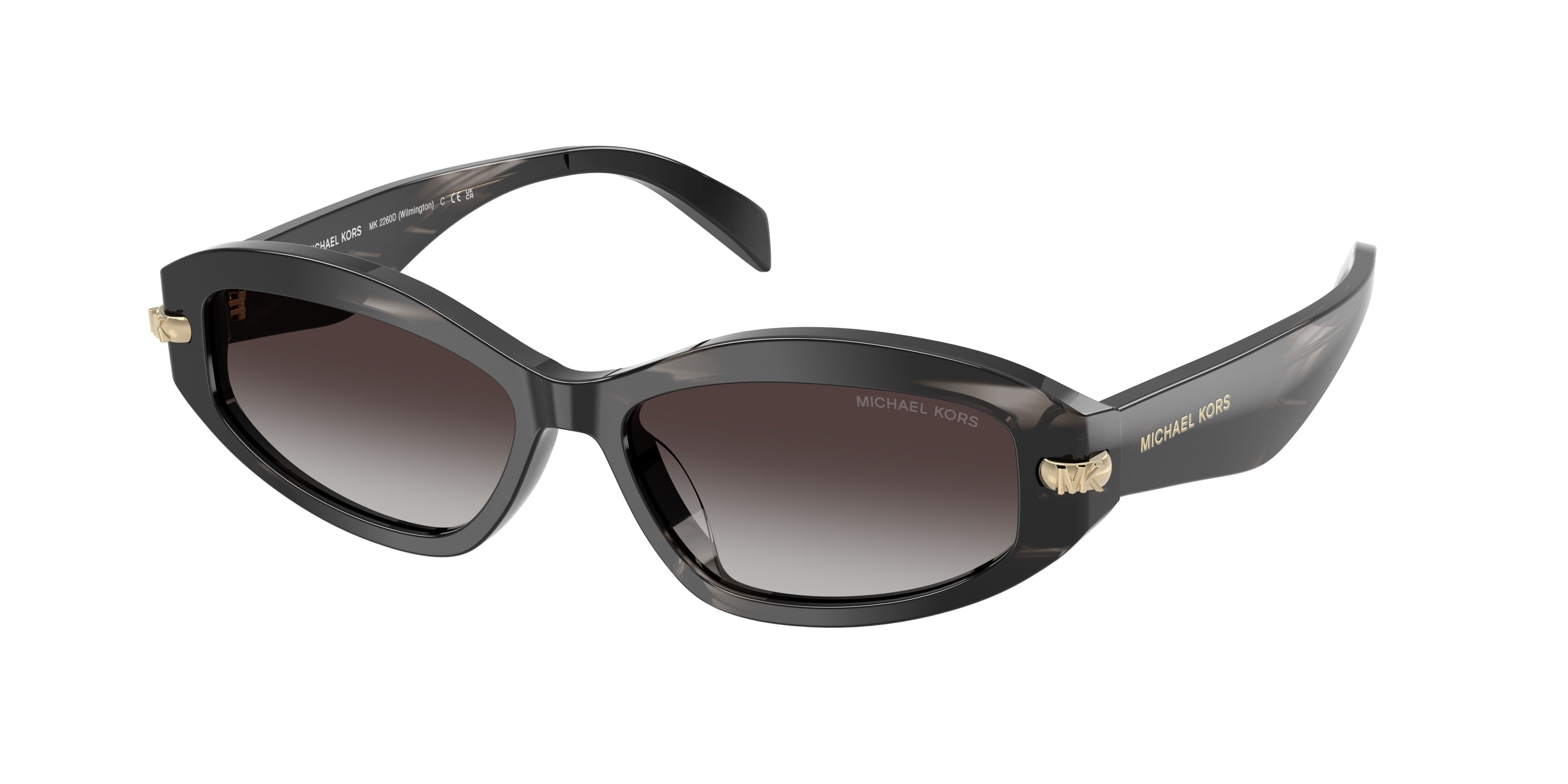 Michael Kors MK2260D Oval Sunglasses for Women — Free Shipping - 54-145-15 / 40348G-Black Horn