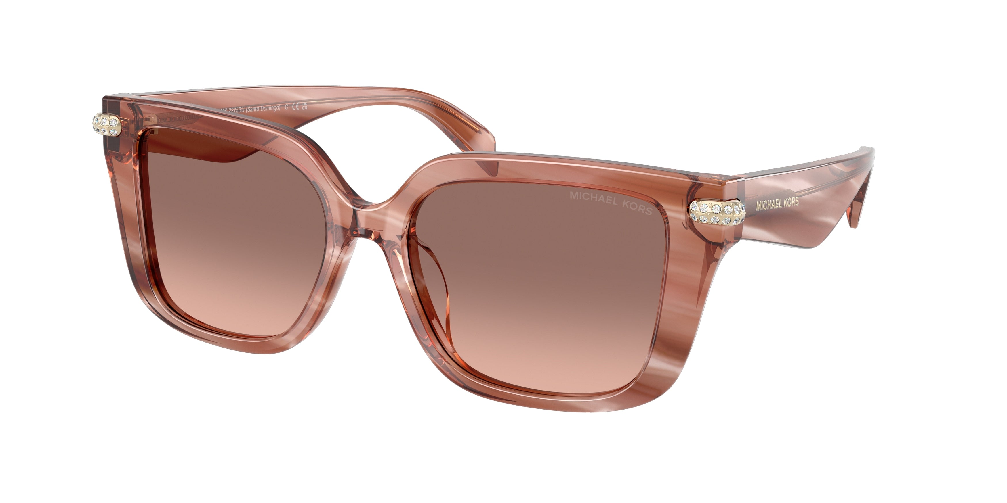 Michael Kors SANTO DOMINGO MK2275BU Square Sunglasses 405613-Pink Horn 54-140-17 - Color Map Pink