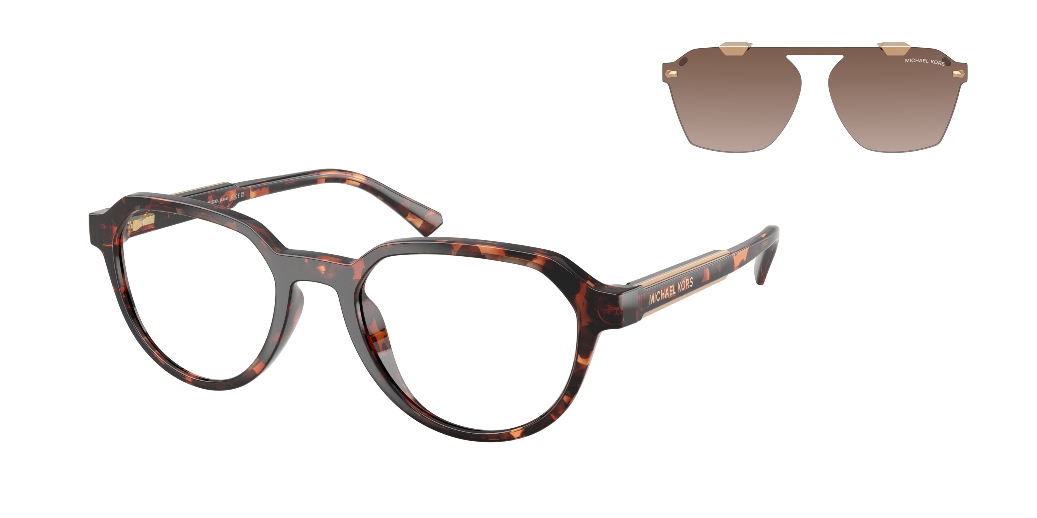 Michael Kors LANAI MK2280U Irregular Sunglasses 300613-Dark Tortoise 52-145-20 - Color Map Tortoise