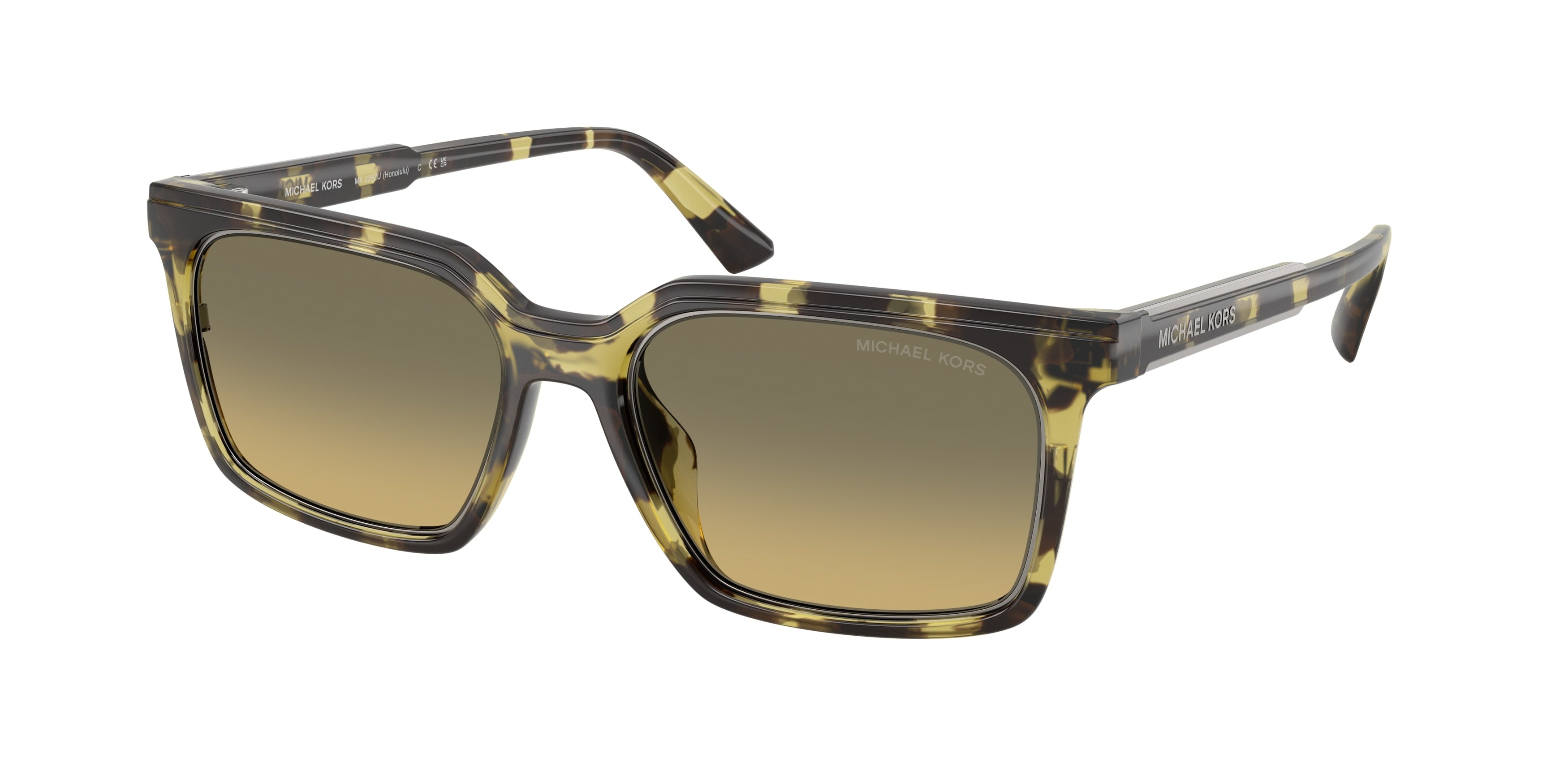 Michael Kors HONOLULU MK2282U Square Sunglasses 4029L0-Olive Tortoise 55-145-18 - Color Map Green