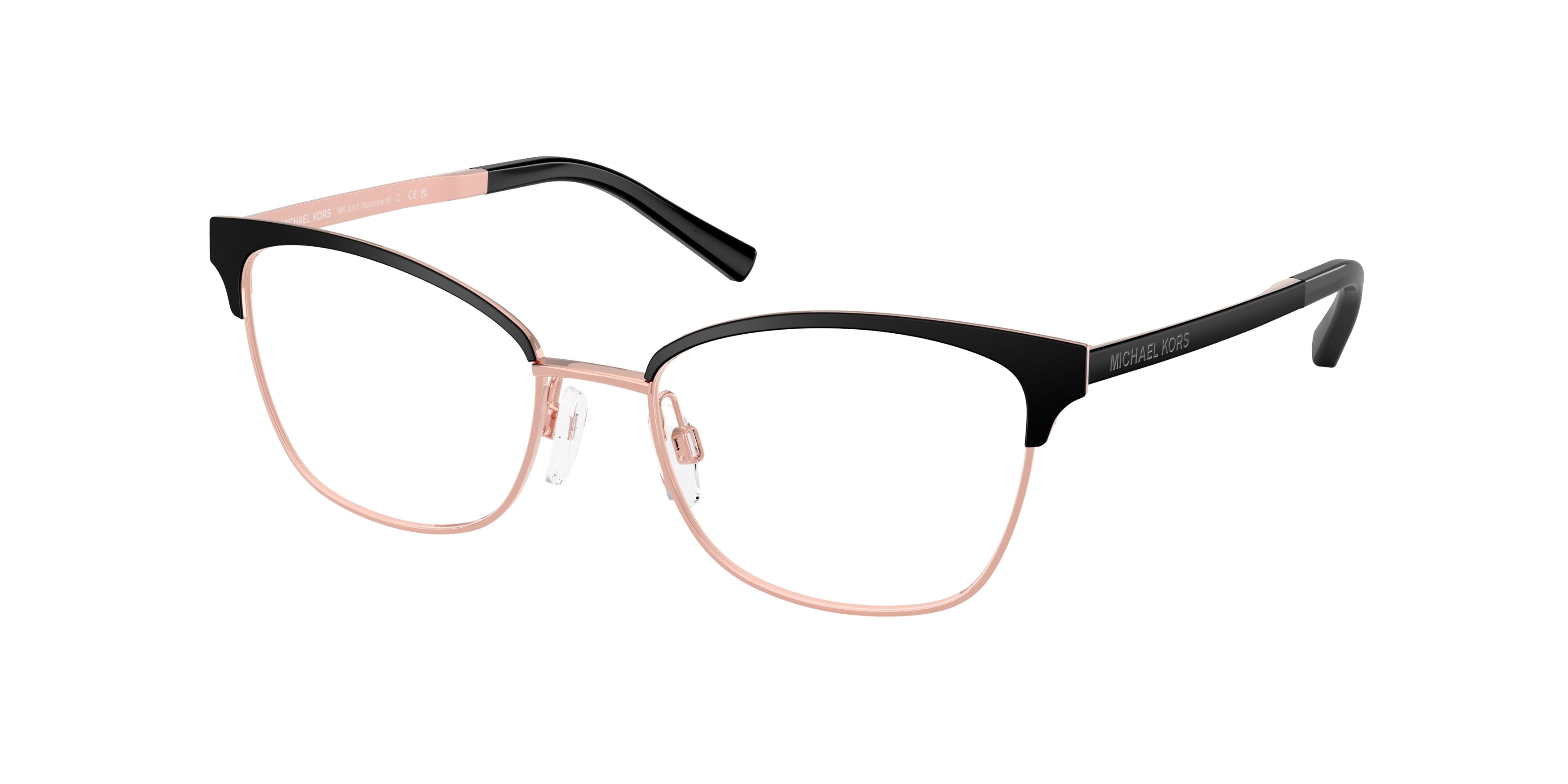 Michael Kors ADRIANNA IV MK3012 Cat Eye Eyeglasses 1113-Matte Black/Rose Gold 51-135-17 - Color Map Black