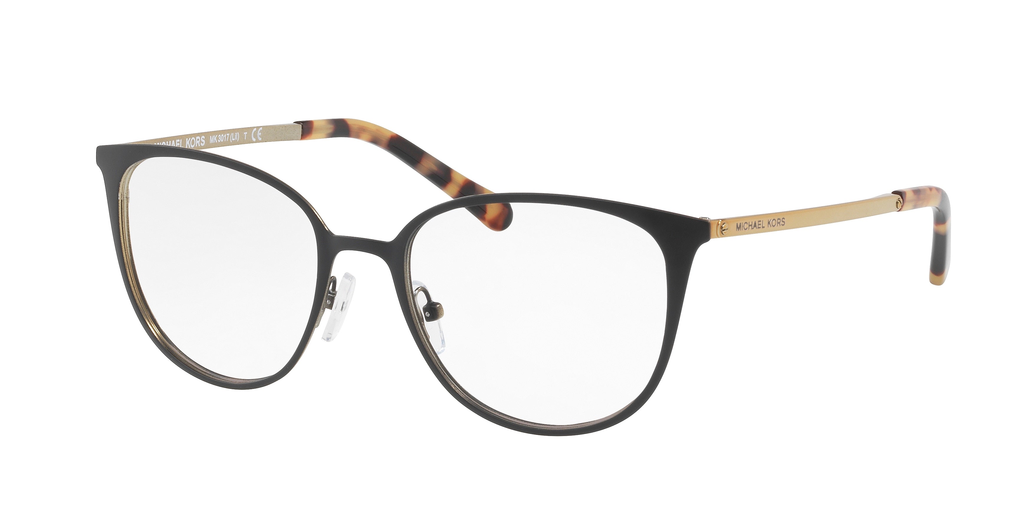 Michael Kors LIL MK3017 Square Eyeglasses 1187-Matte Black/Gold 53-140-18 - Color Map Black