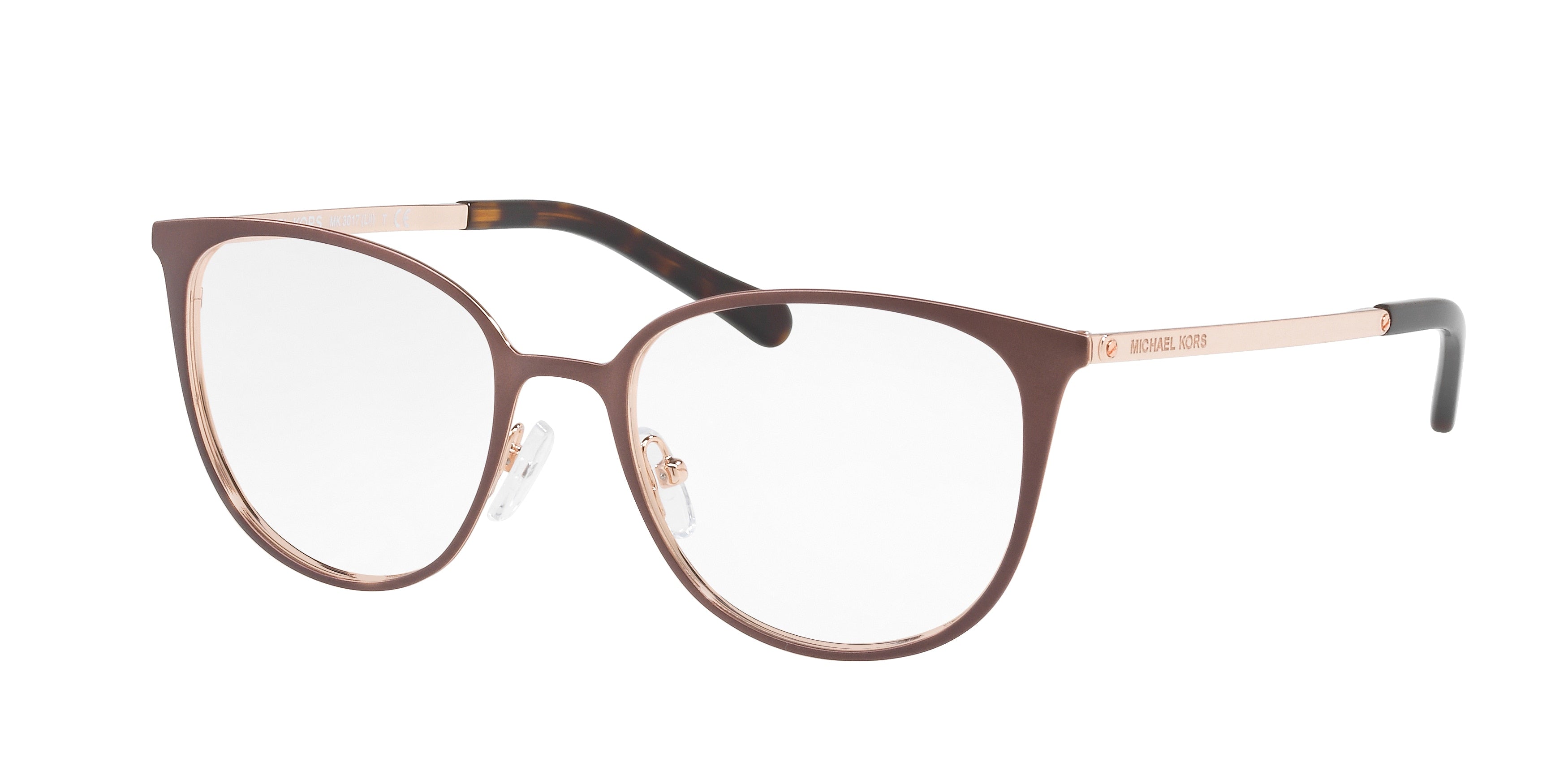 Michael Kors LIL MK3017 Square Eyeglasses 1188-Satin Brown/Rose Gold 51-140-18 - Color Map Brown