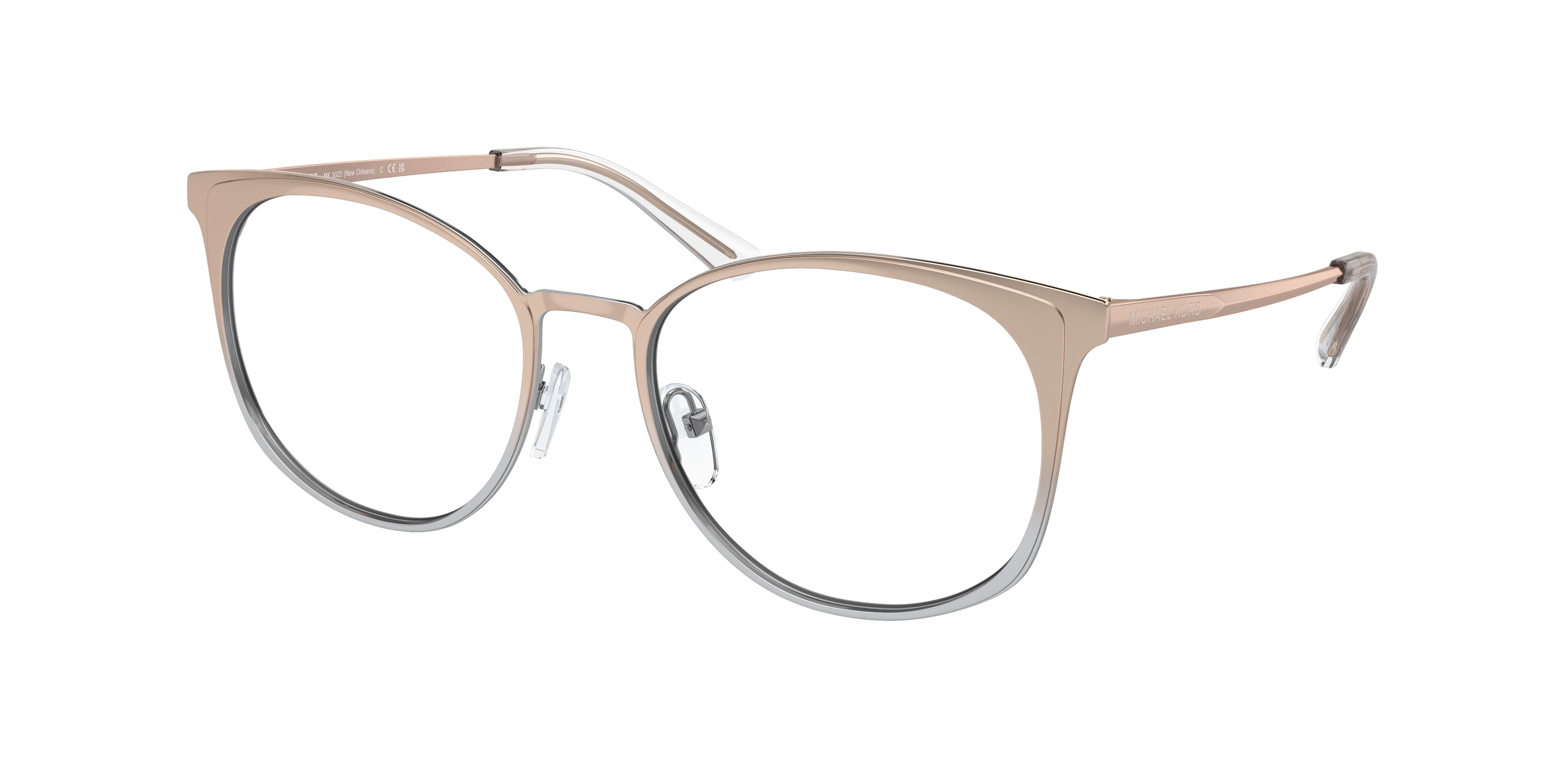 Michael Kors NEW ORLEANS MK3022 Round Eyeglasses 1108-Rose Gold Silver Gradient 53-140-18 - Color Map Gold